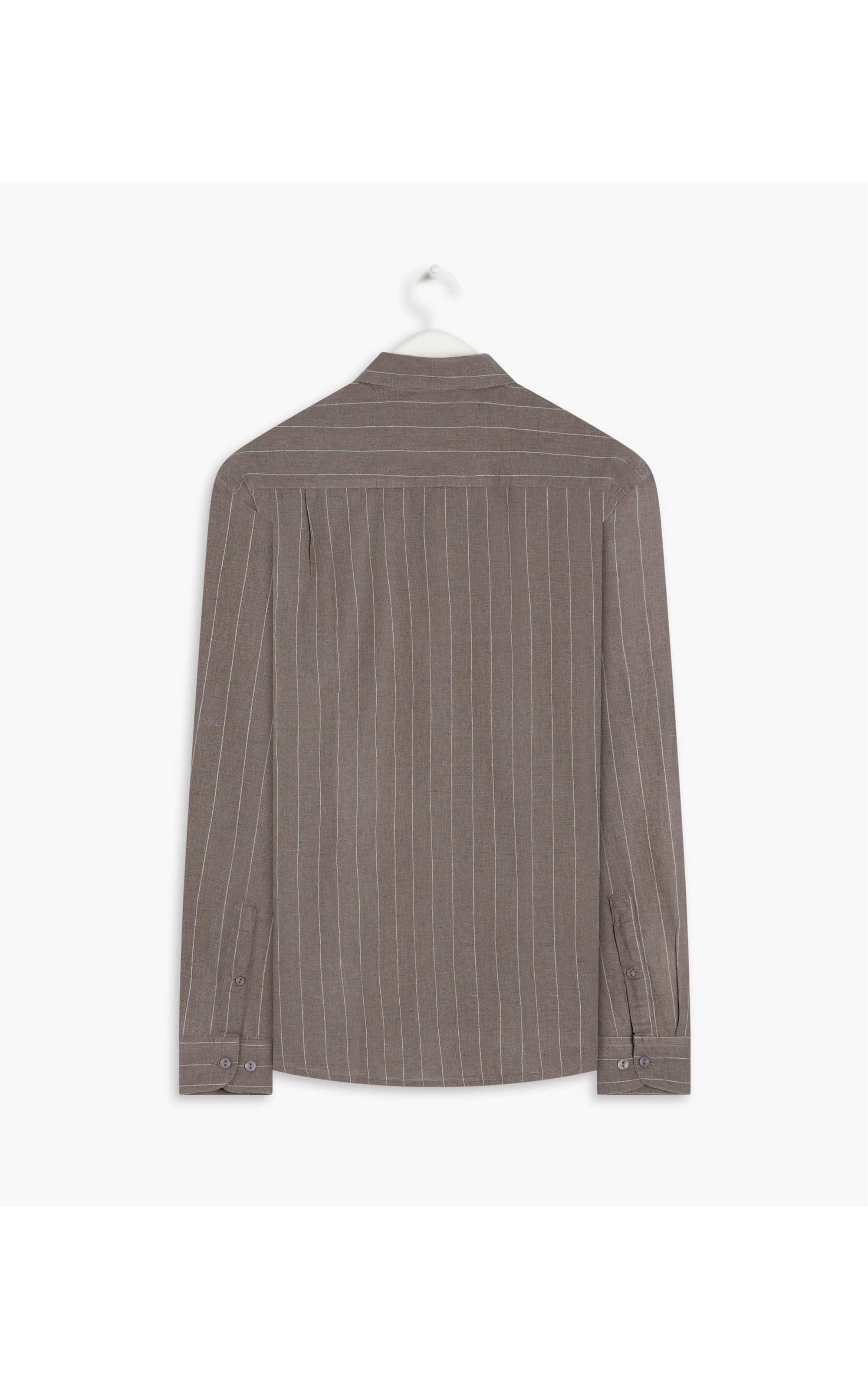 Camisa Linho  Listrada Emerson Ml Tabaco