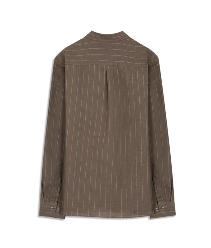 Camisa Linho  Listrada Emerson Ml Tabaco