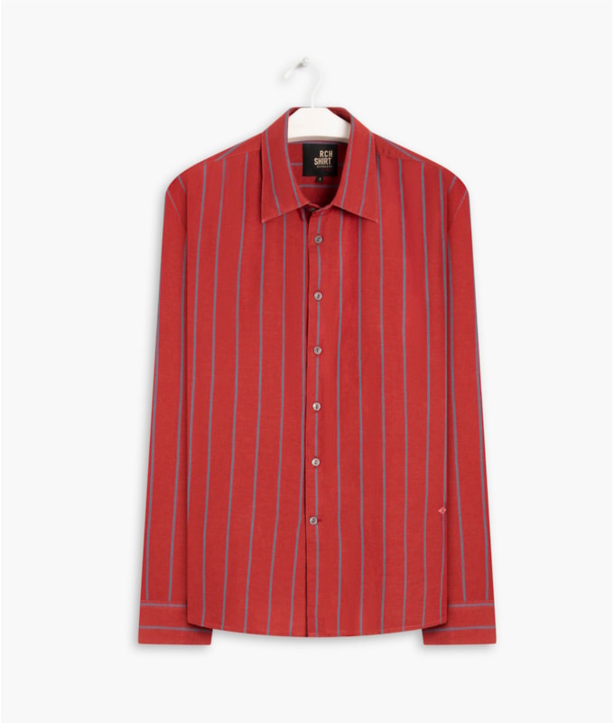 Camisa Linho  Listrada Felipe Ml Marinho