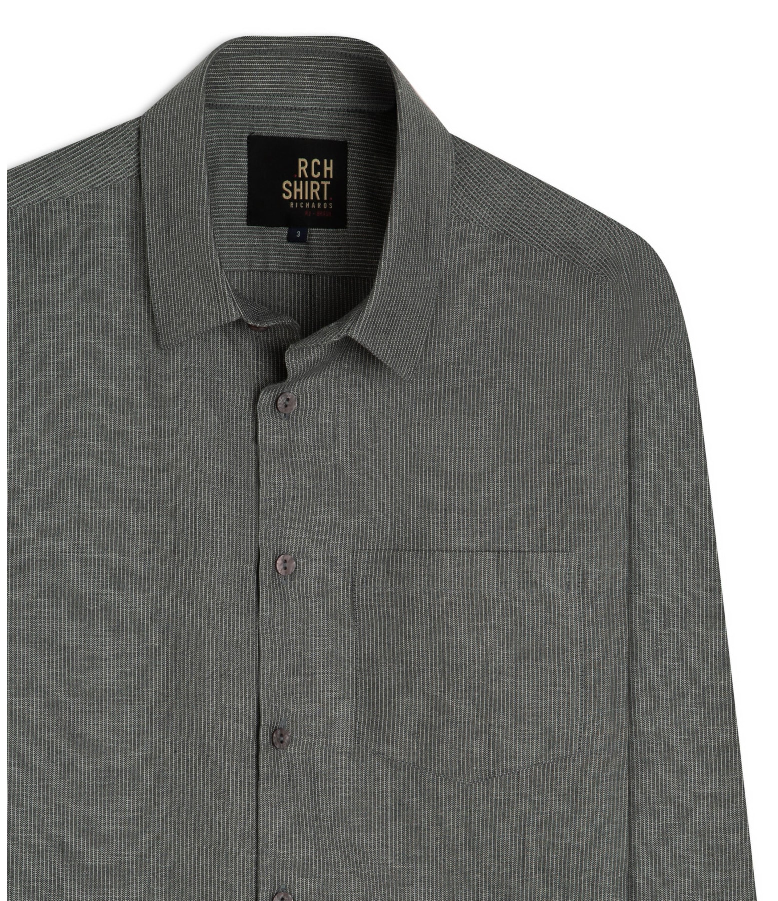 Camisa Linho  Listrada James Tabaco