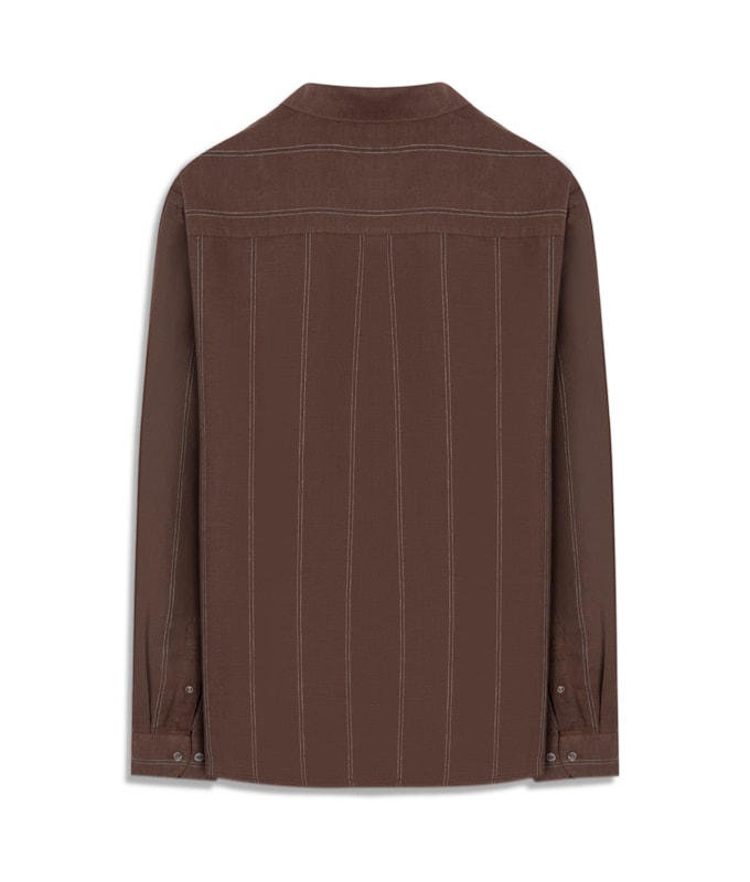 Camisa Linho  Listrada Julio Bordeaux