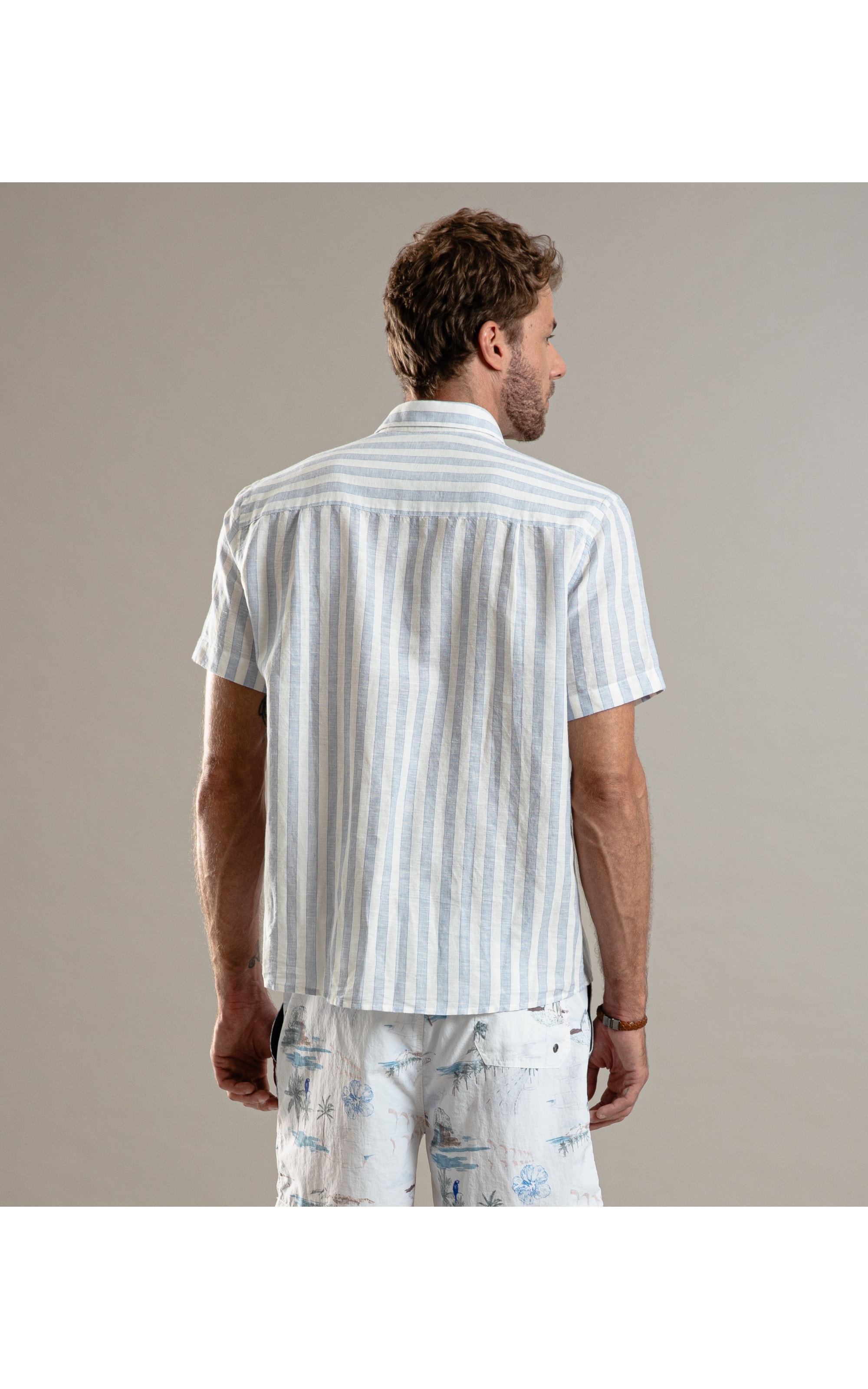 Camisa Linho  Listrada Muniz Mc Royal