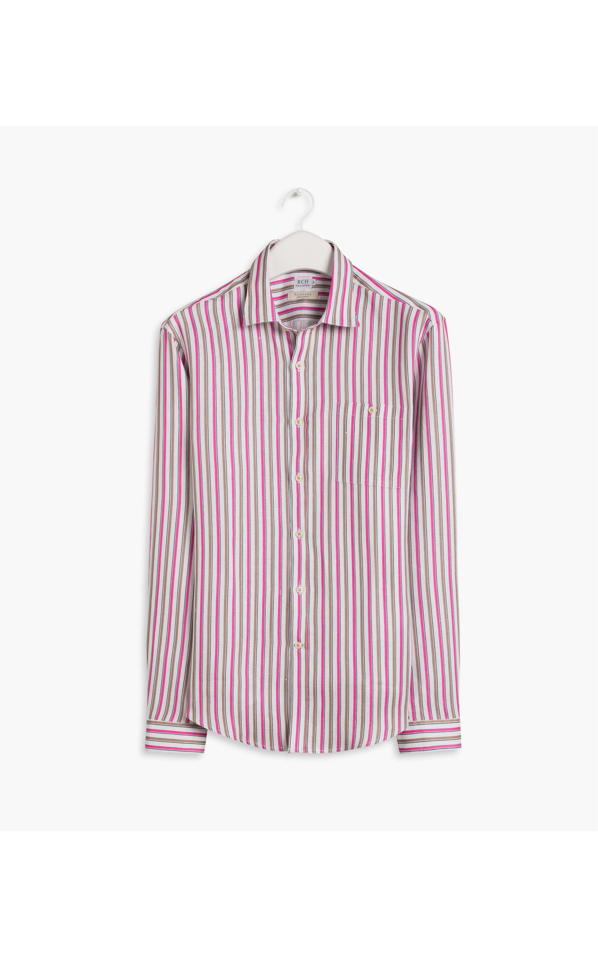Camisa Linho  Listrada Rosa