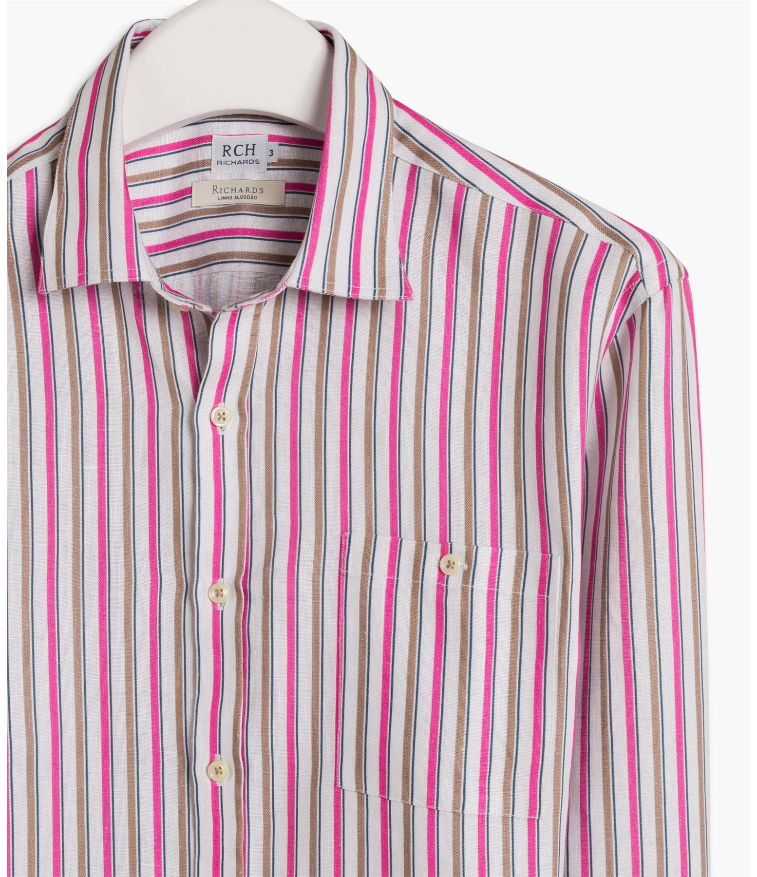 Camisa Linho  Listrada Rosa