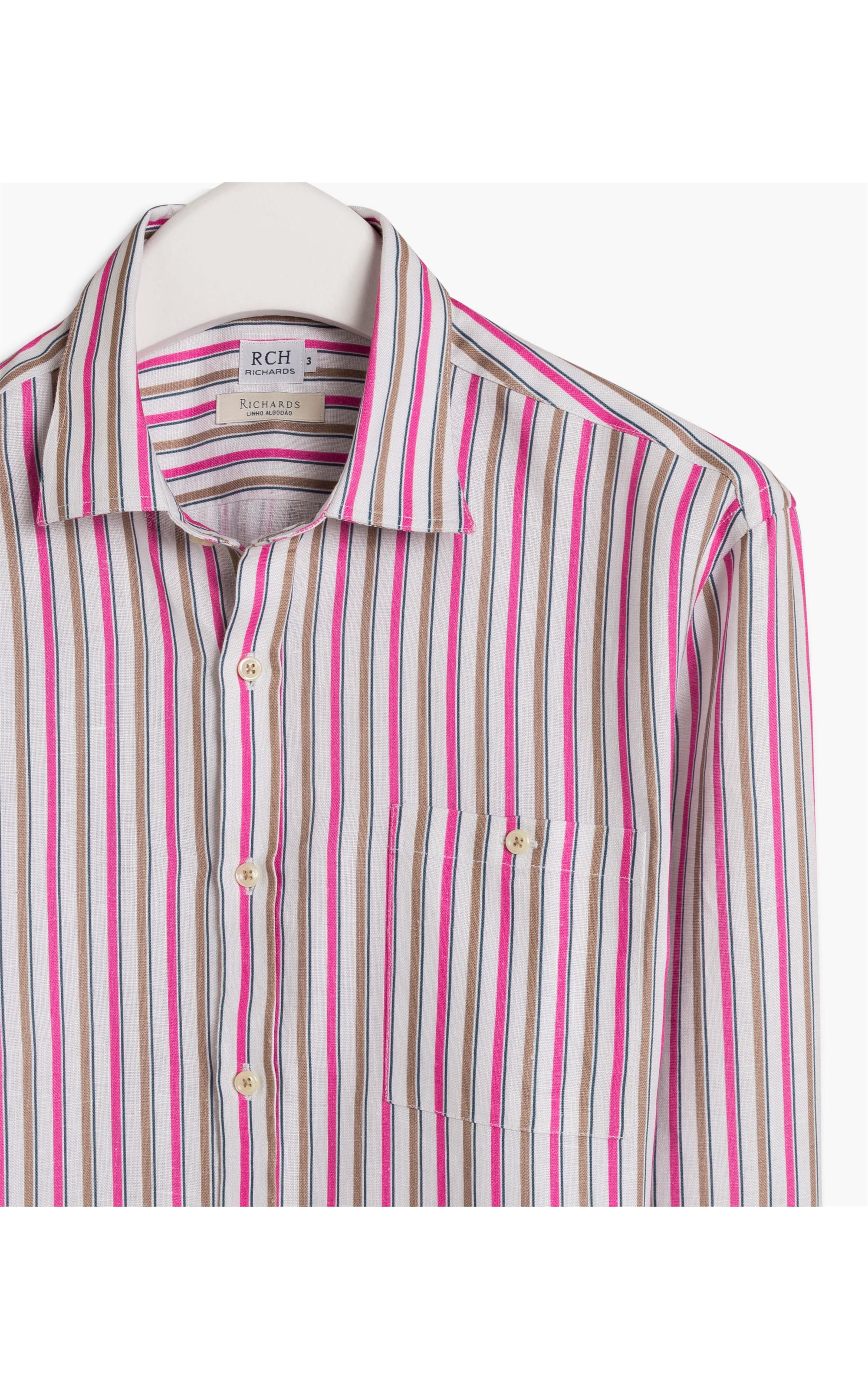 Camisa Linho  Listrada Rosa