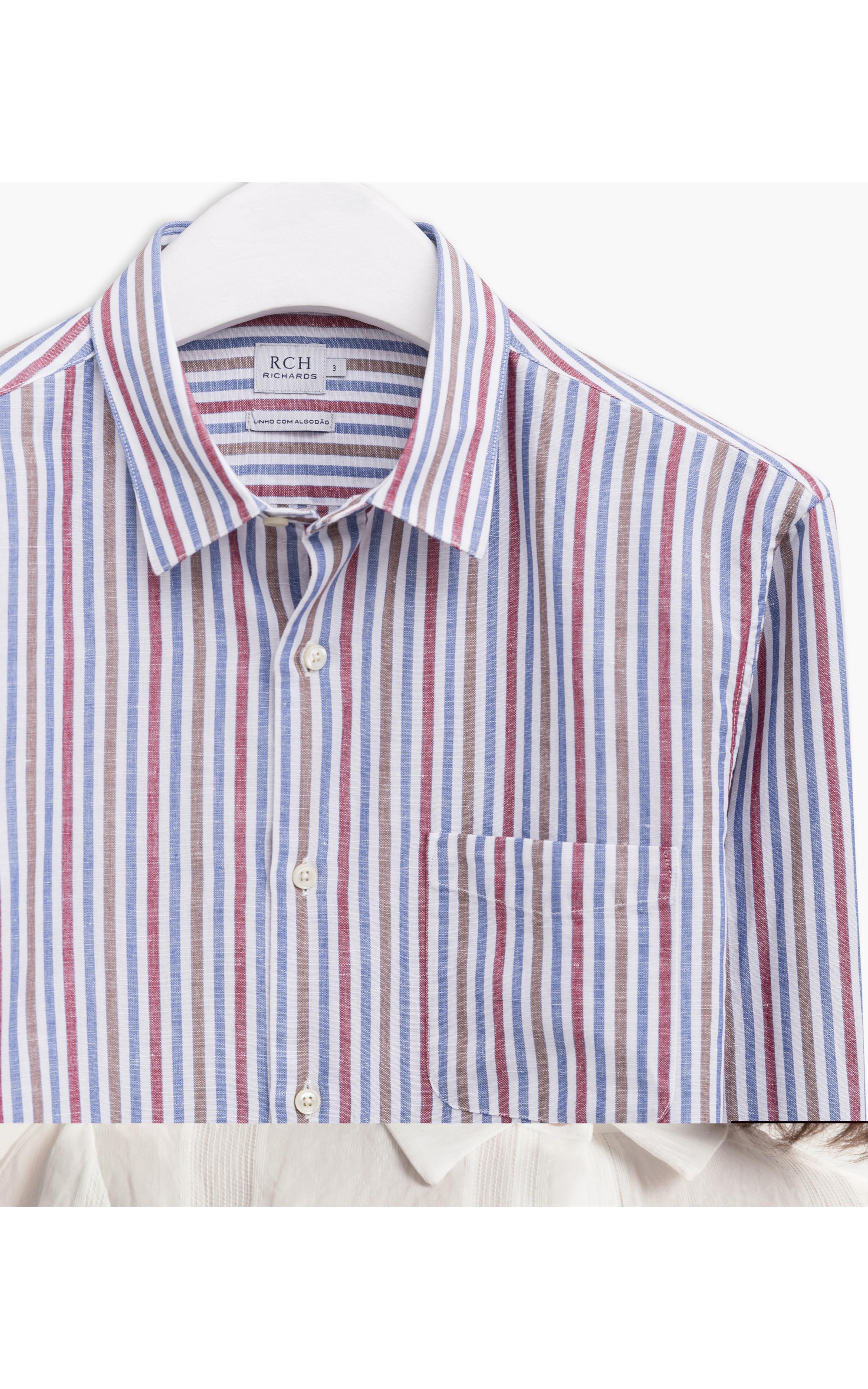 Camisa Linho  Listrada Vermelho