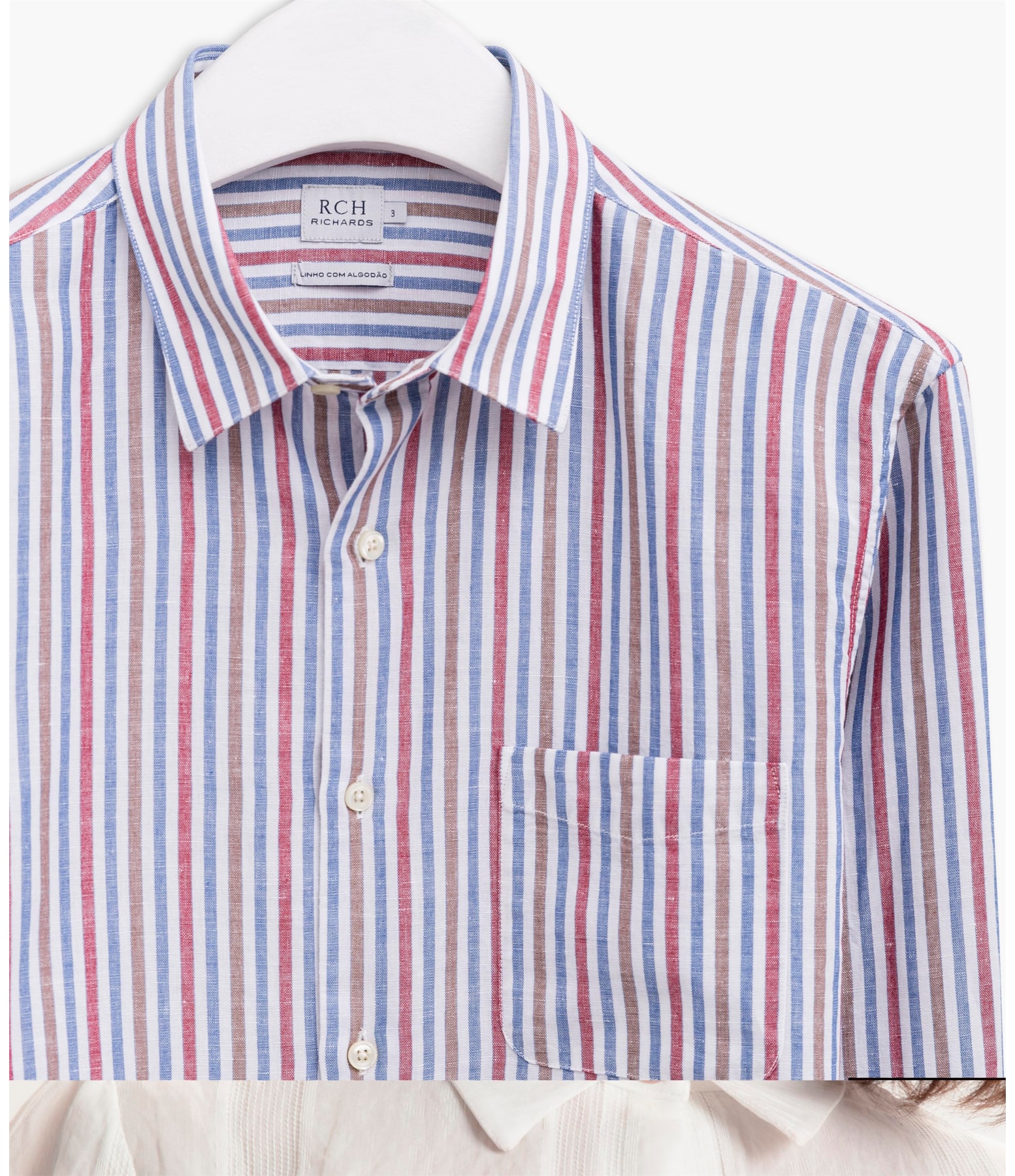 Camisa Linho  Listrada Vermelho