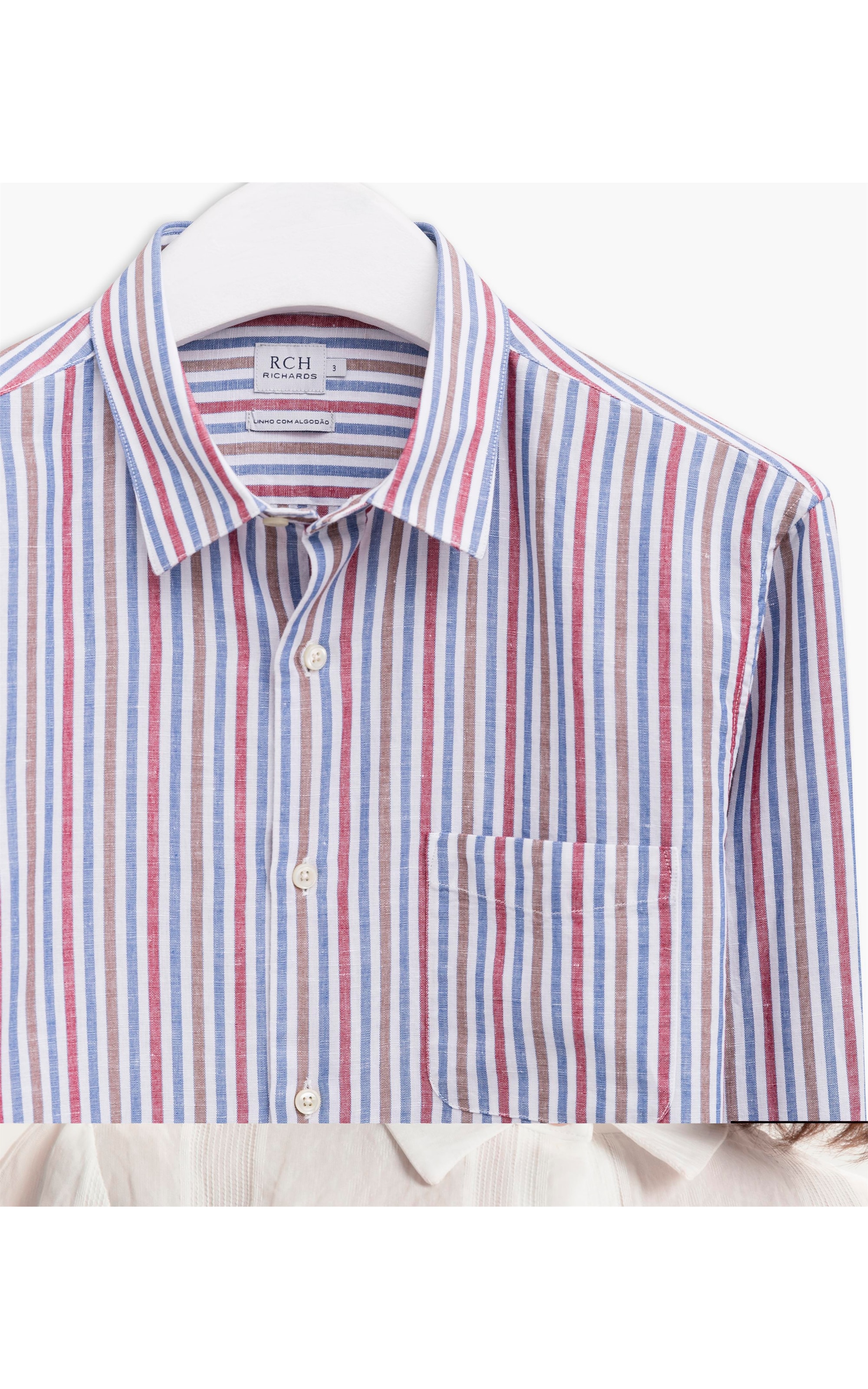 Camisa Linho  Listrada Vermelho