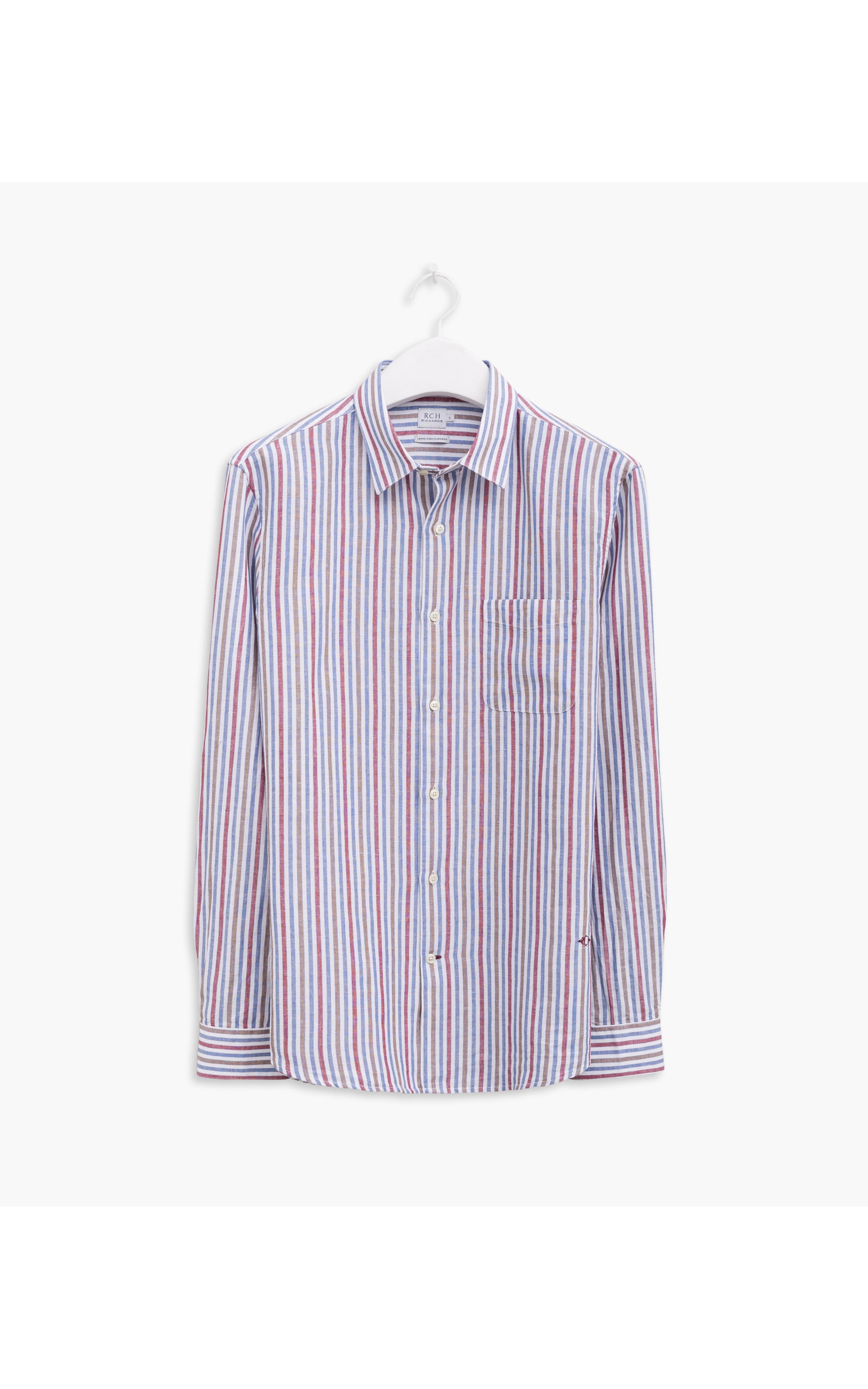 Camisa Linho  Listrada Vermelho