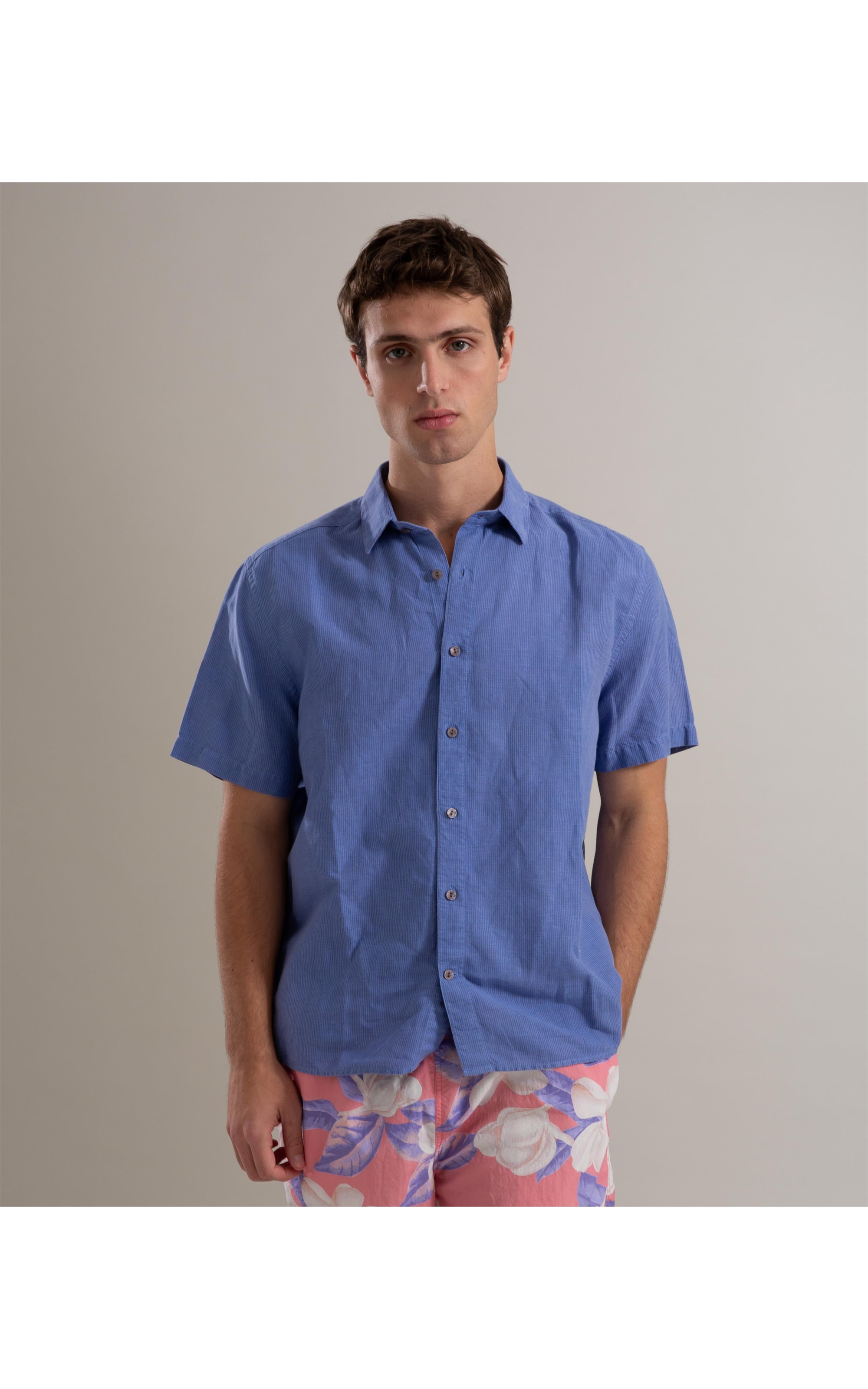 Camisa Linho  Listrado Alessandro Mc Violeta