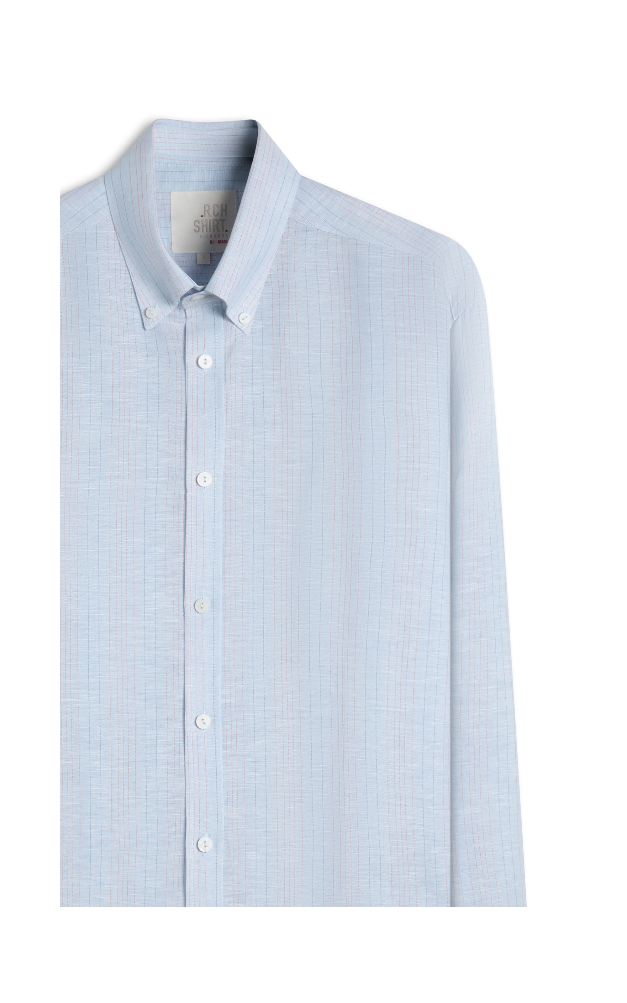 Camisa Linho  Listrado Alexandre Ml Azul Claro