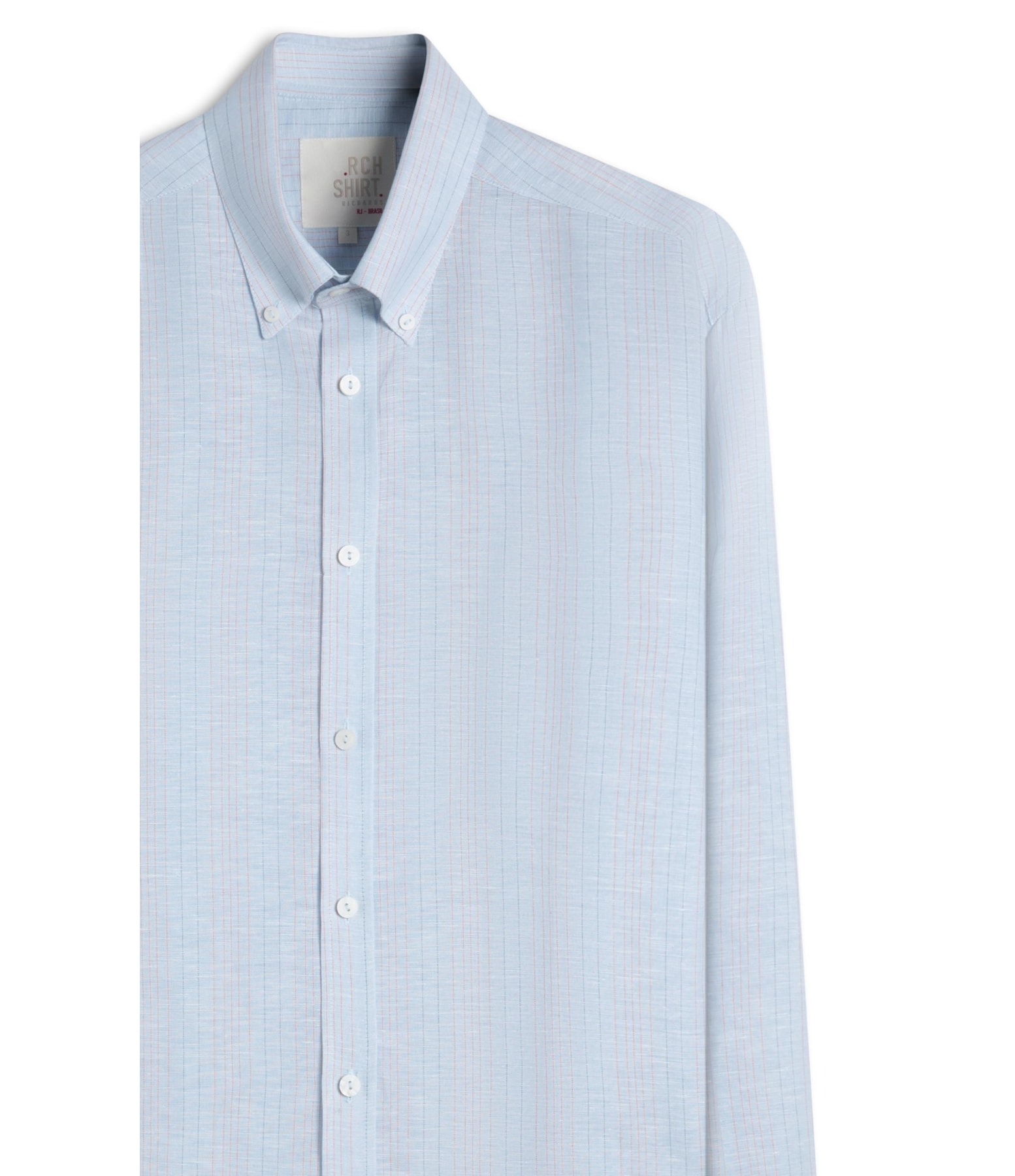 Camisa Linho  Listrado Alexandre Ml Azul Claro