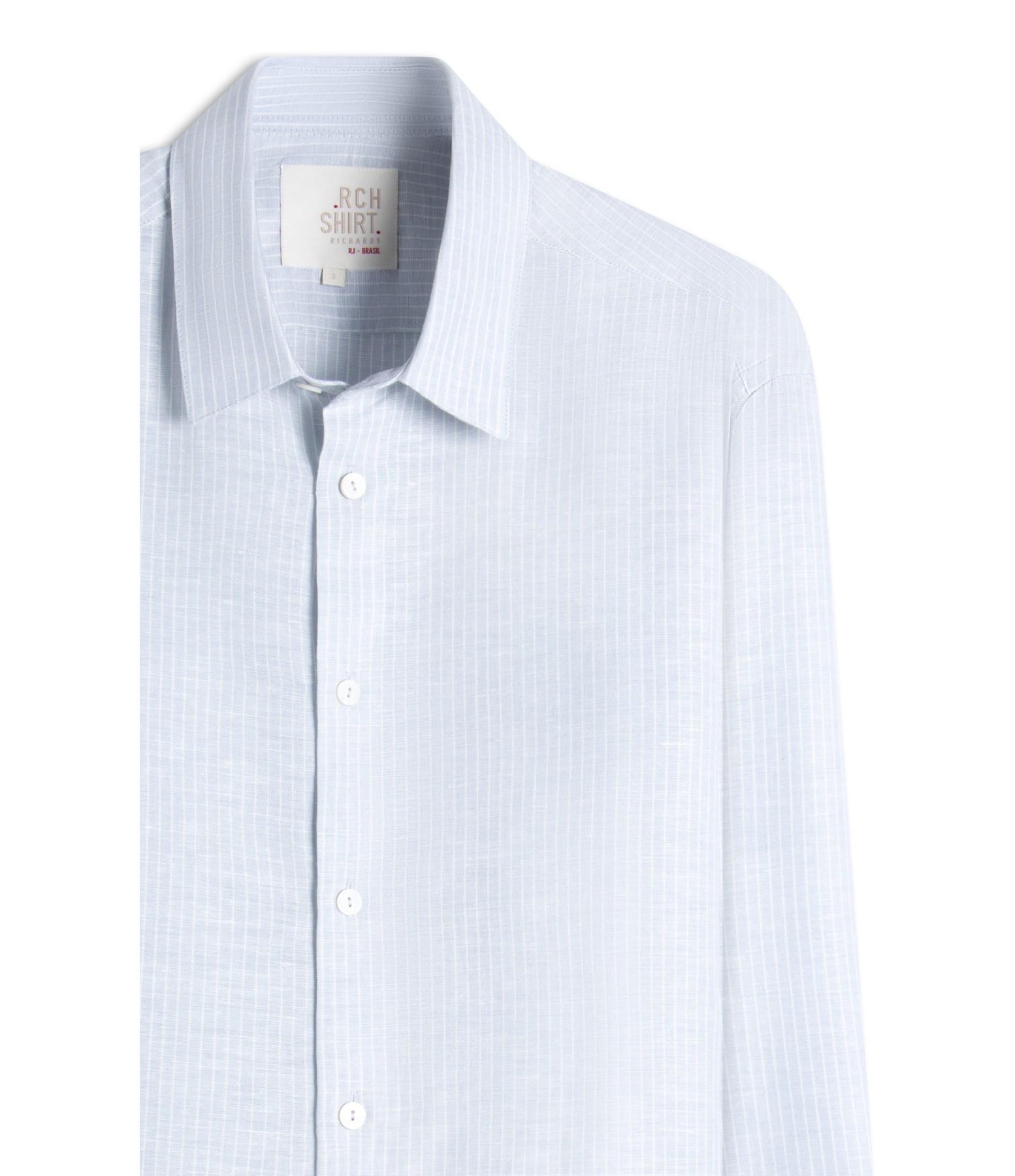 Camisa Linho  Listrado Cristiano Ml Cinza Claro