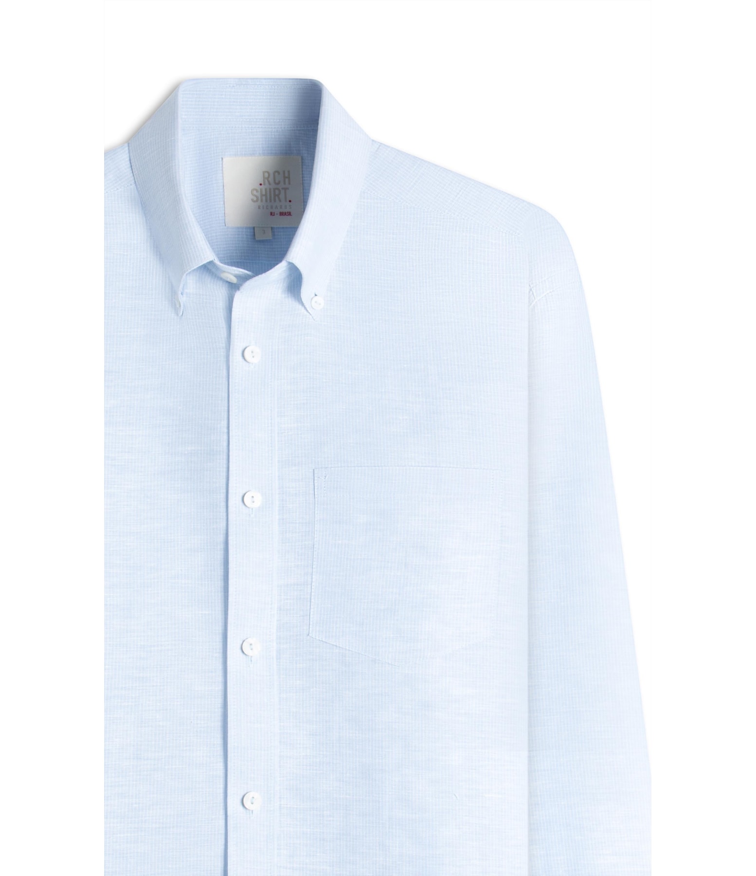 Camisa Linho  Listrado Marcio Ml Azul Claro