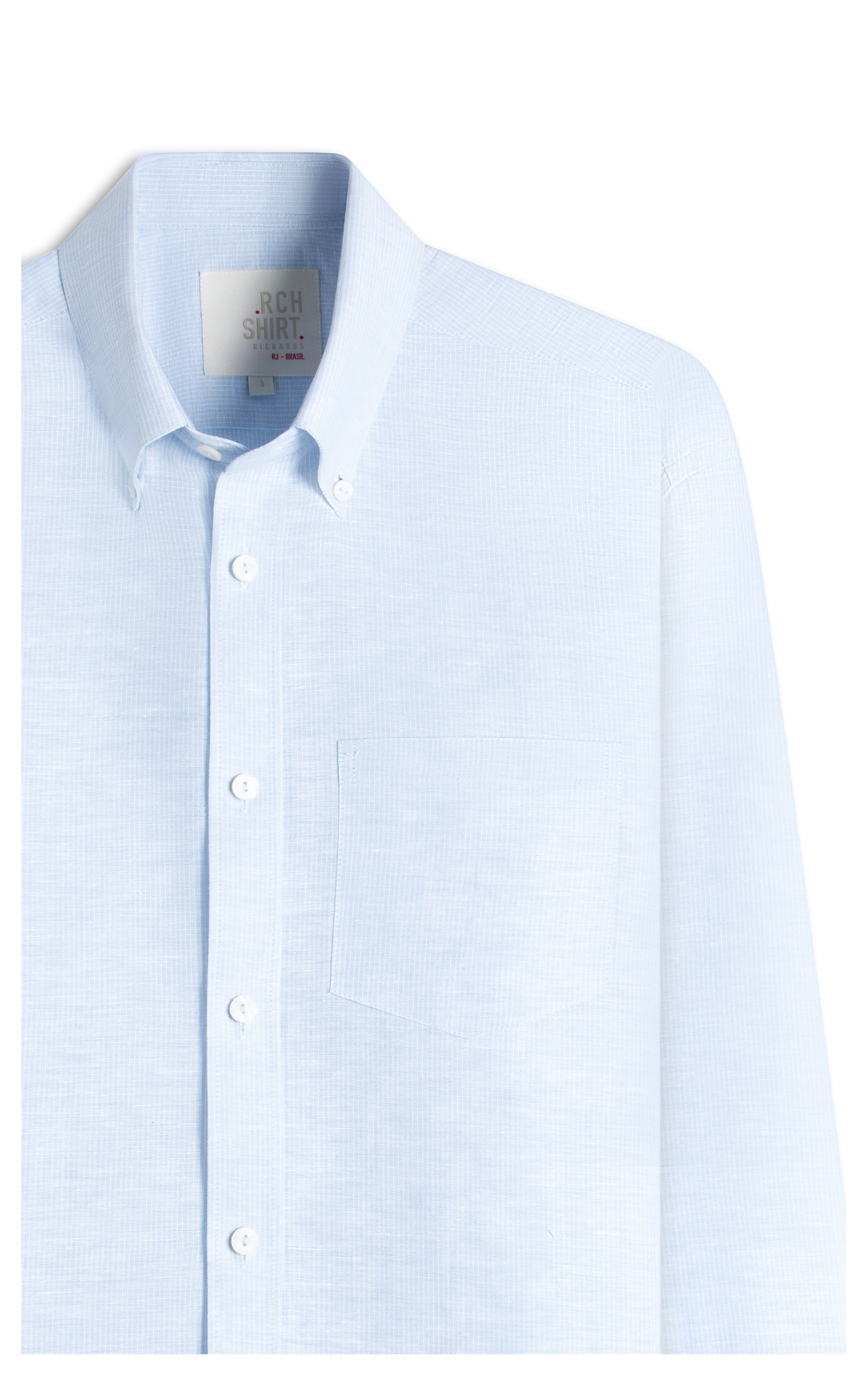 Camisa Linho  Listrado Marcio Ml Azul Claro
