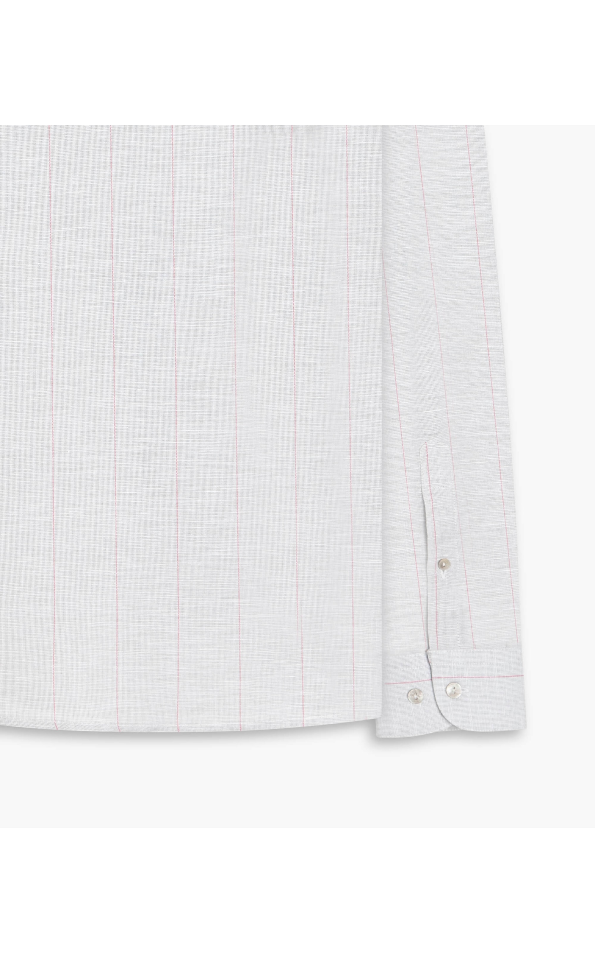 Camisa Linho  Listrado Paulo Ml Cinza Claro