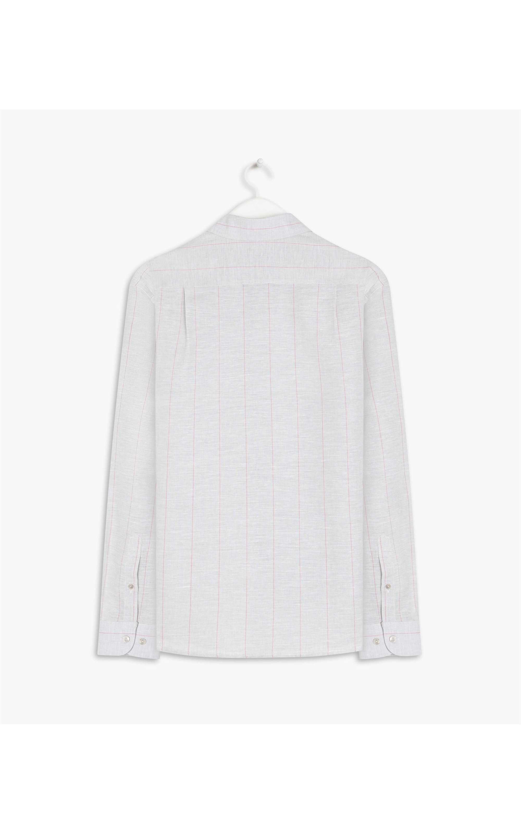 Camisa Linho  Listrado Paulo Ml Cinza Claro