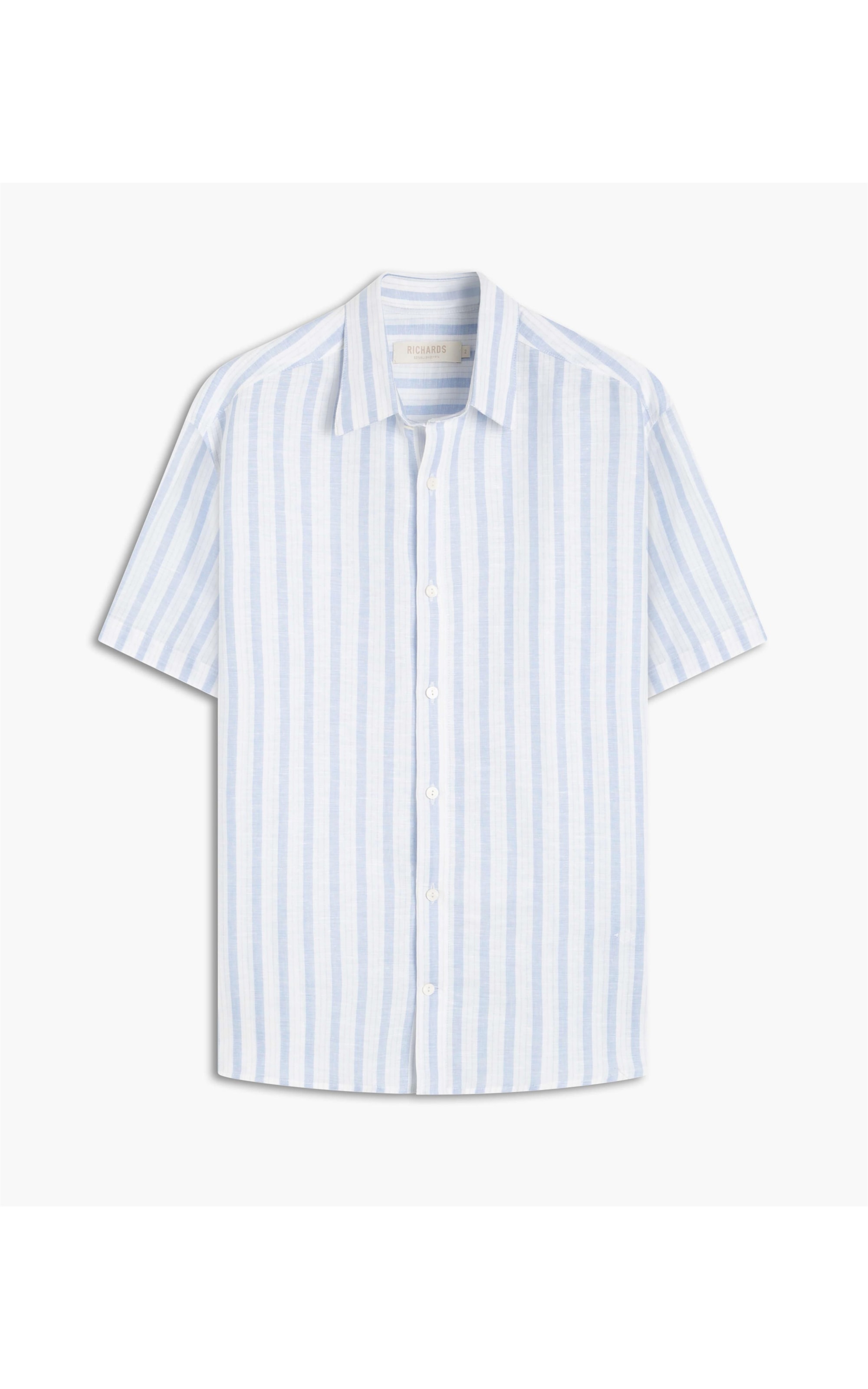 Camisa Linho  Listrado Roma Azul Claro