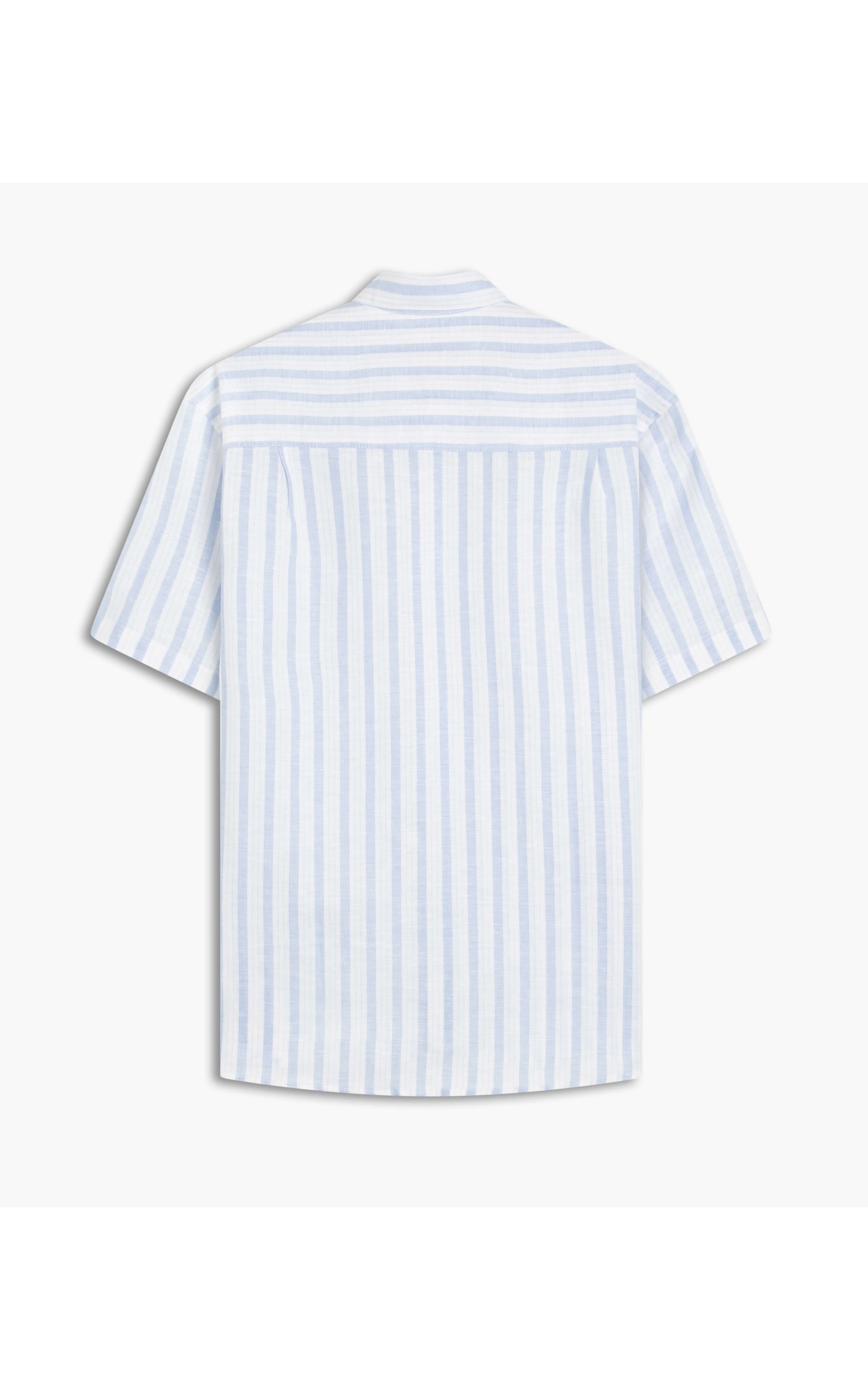 Camisa Linho  Listrado Roma Azul Claro