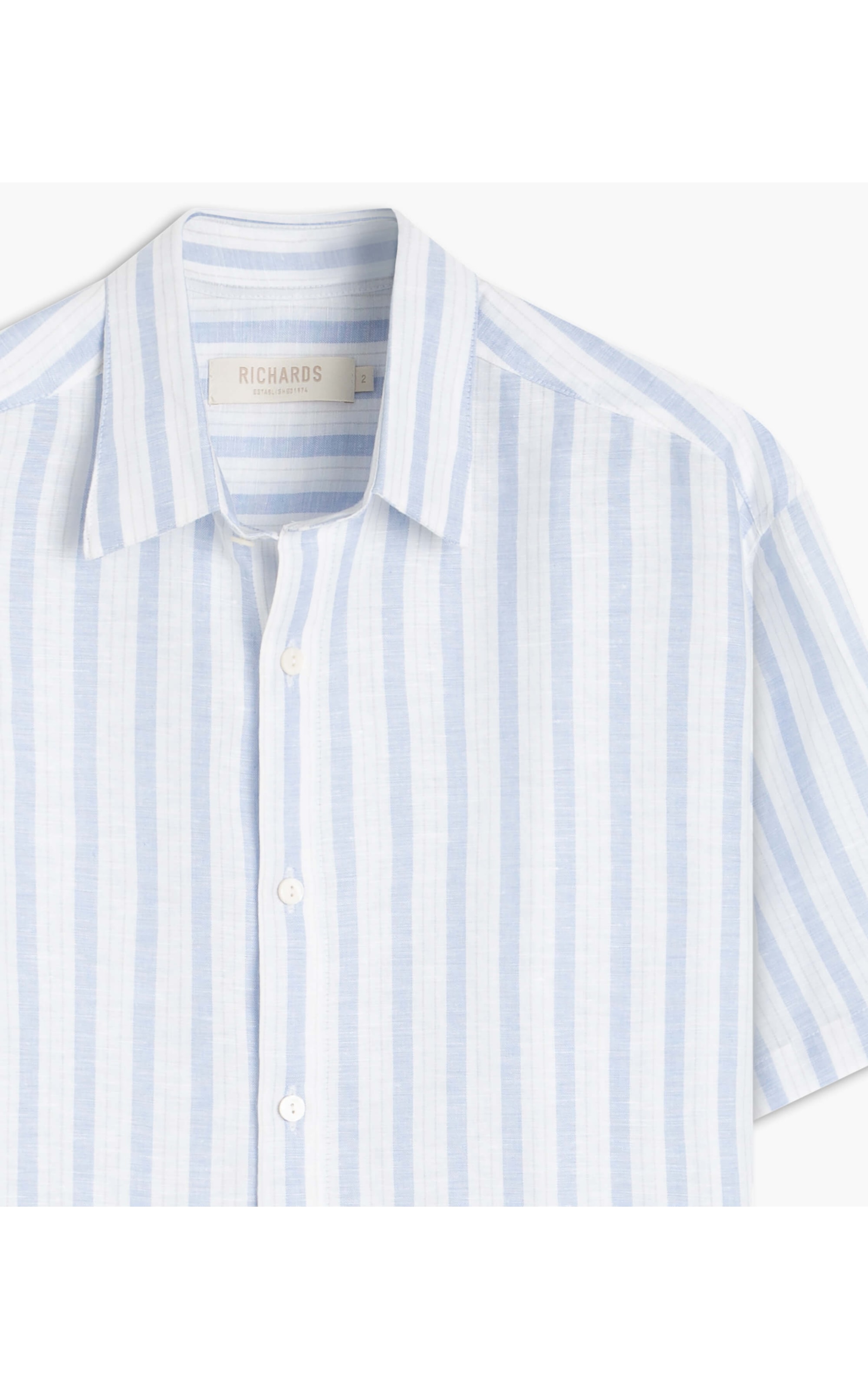Camisa Linho  Listrado Roma Azul Claro