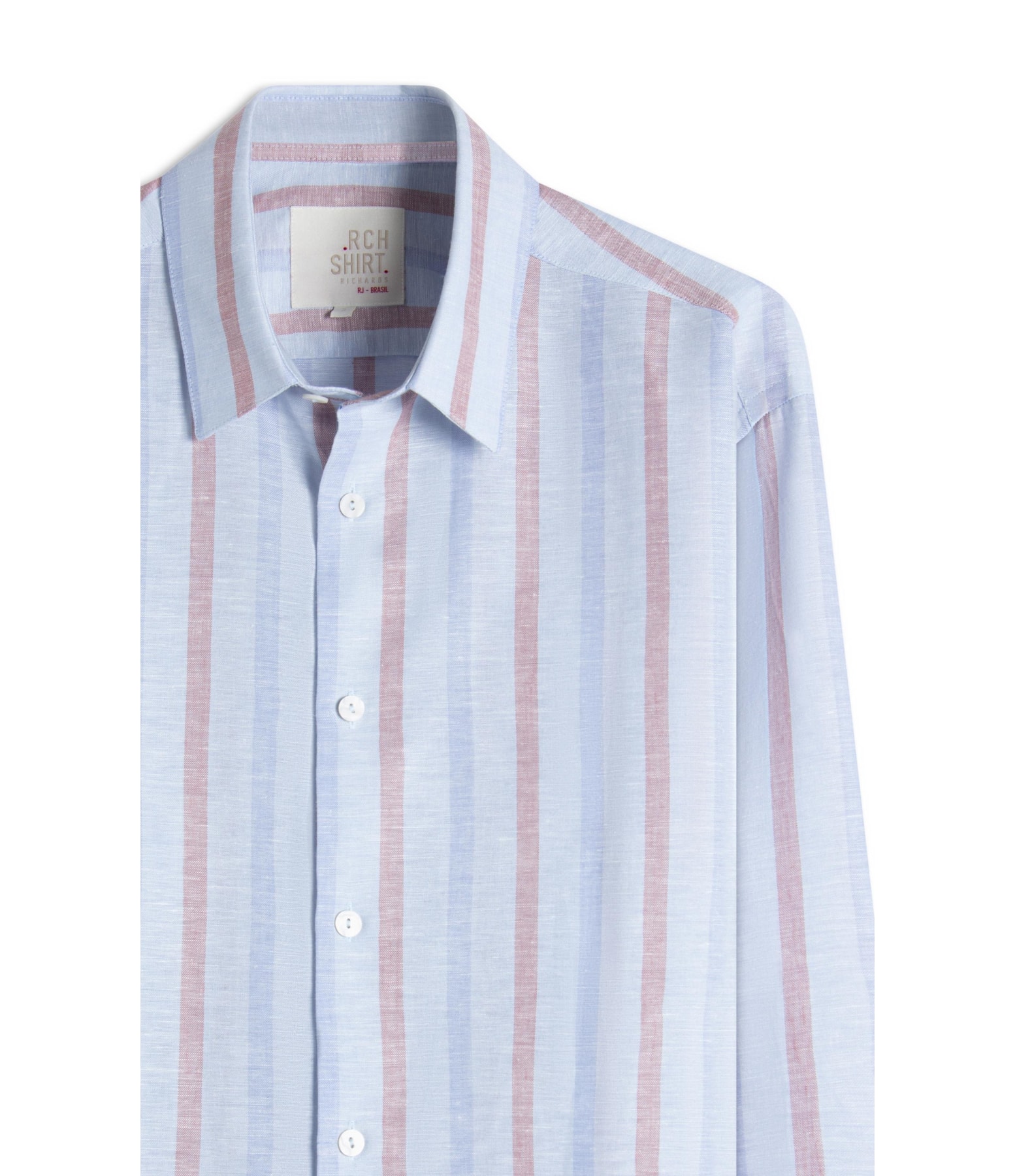 Camisa Linho  Listrado Samuel Ml Azul Claro