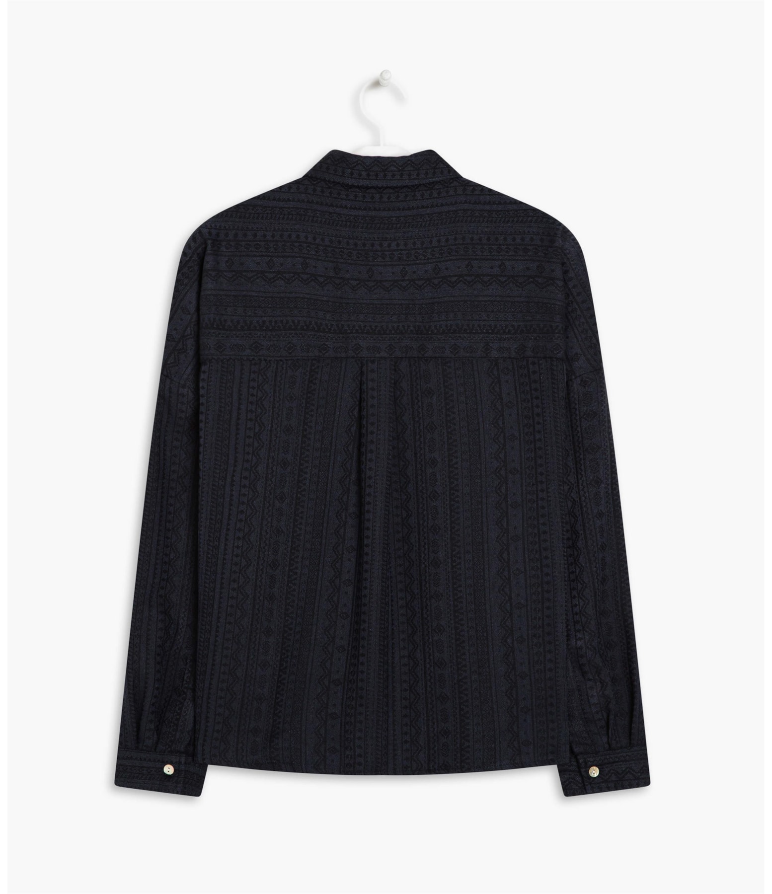 Camisa Linho  Lua Jacquard de Algodão Dark Navy