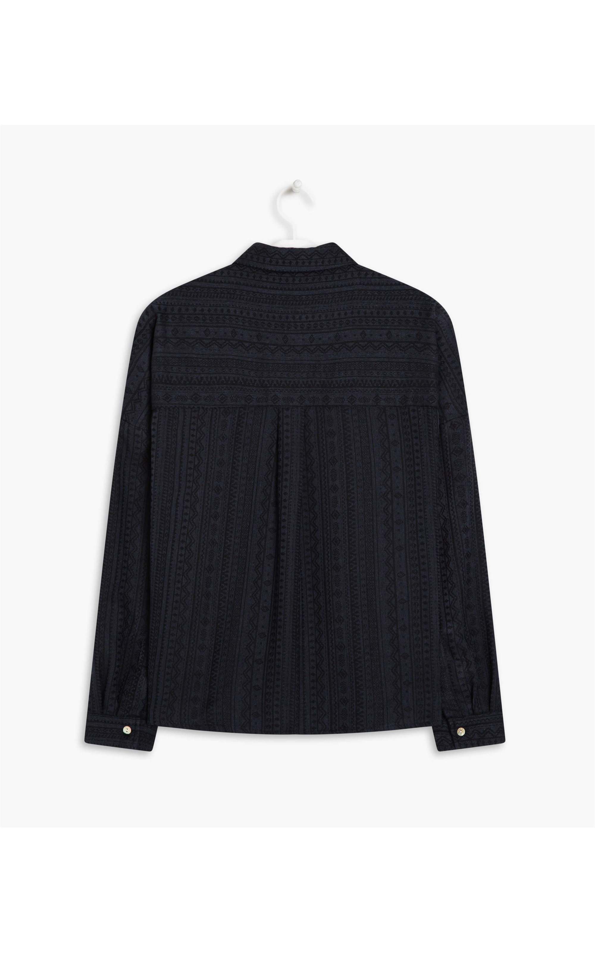 Camisa Linho  Lua Jacquard de Algodão Dark Navy
