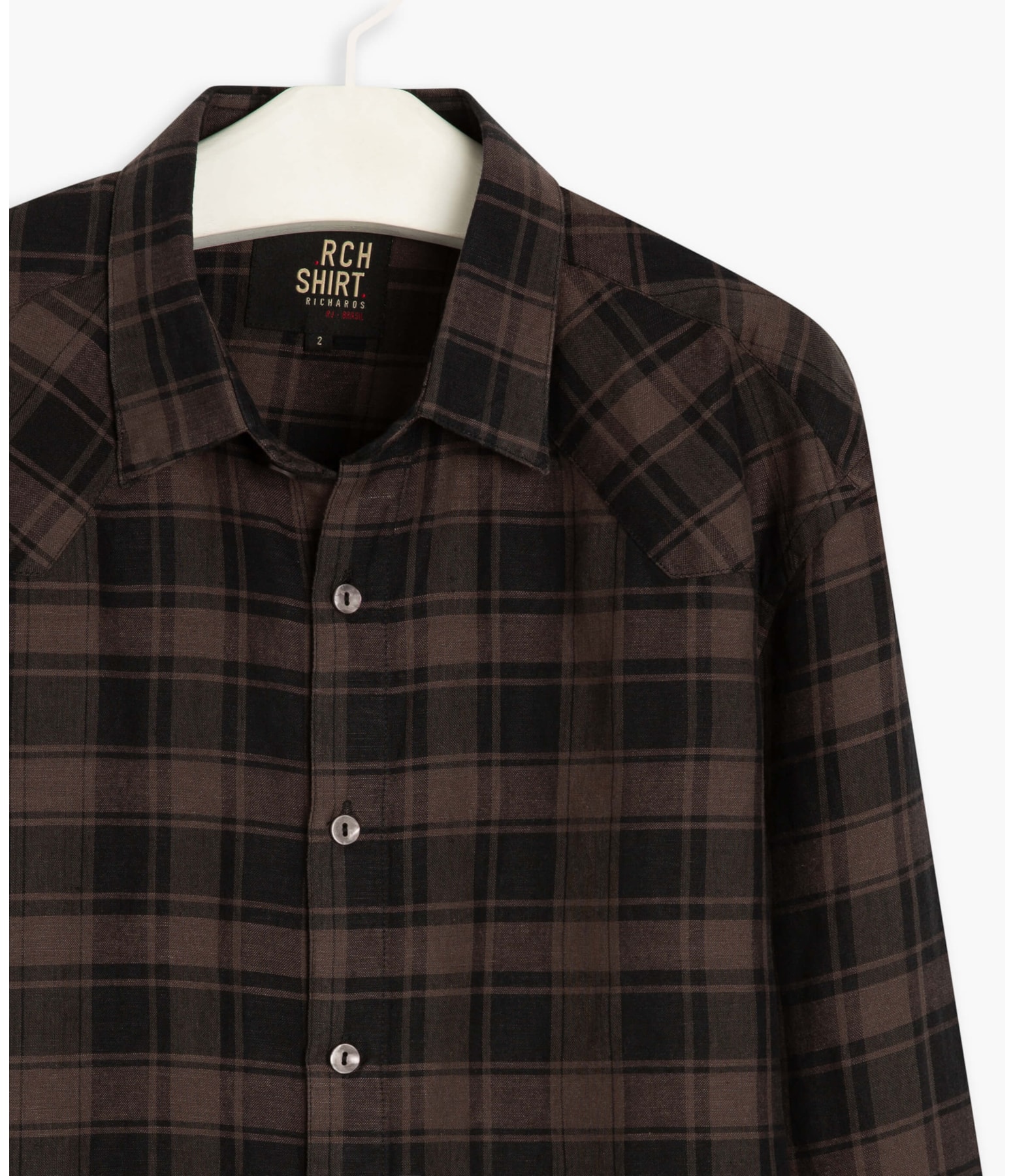 Camisa Linho  Madra Ml Dark Brown