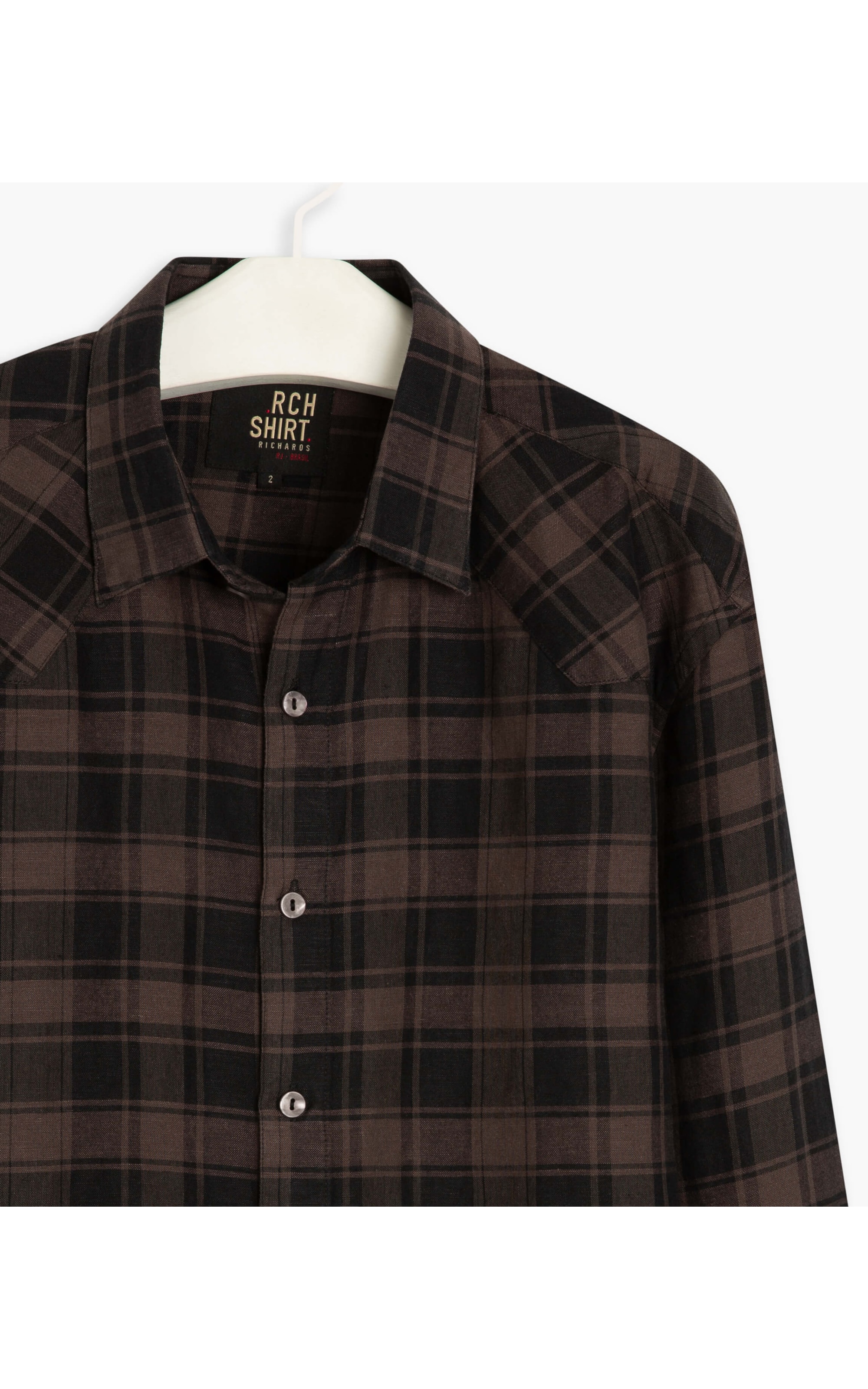 Camisa Linho  Madra Ml Dark Brown