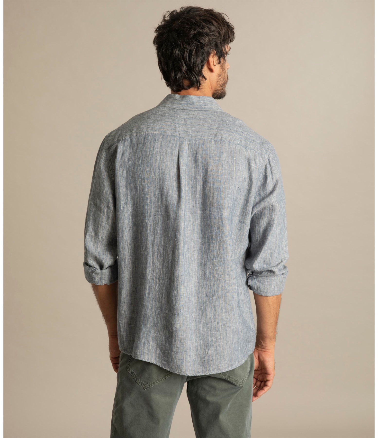 Camisa Linho  Marcio Azul Claro