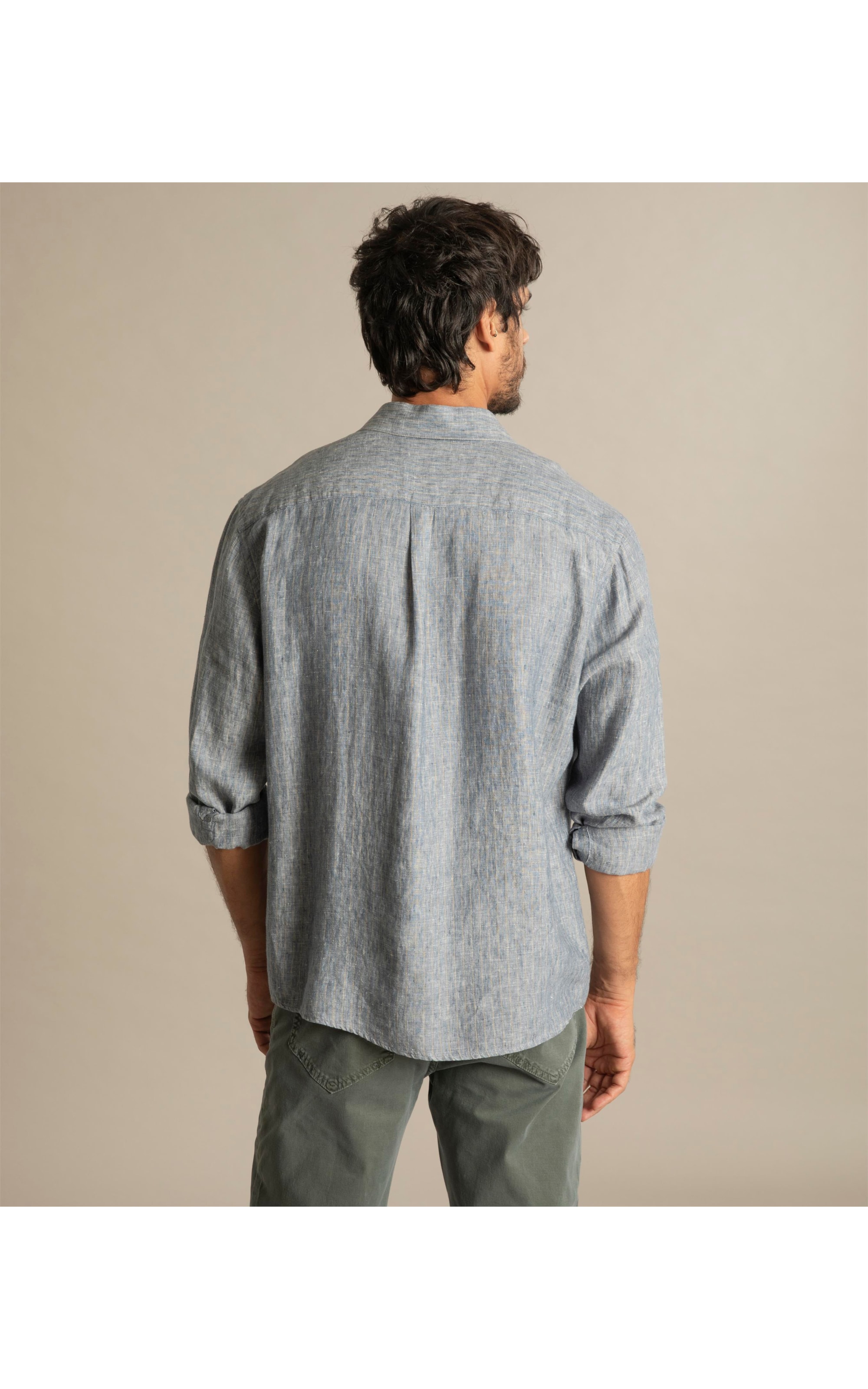 Camisa Linho  Marcio Azul Claro