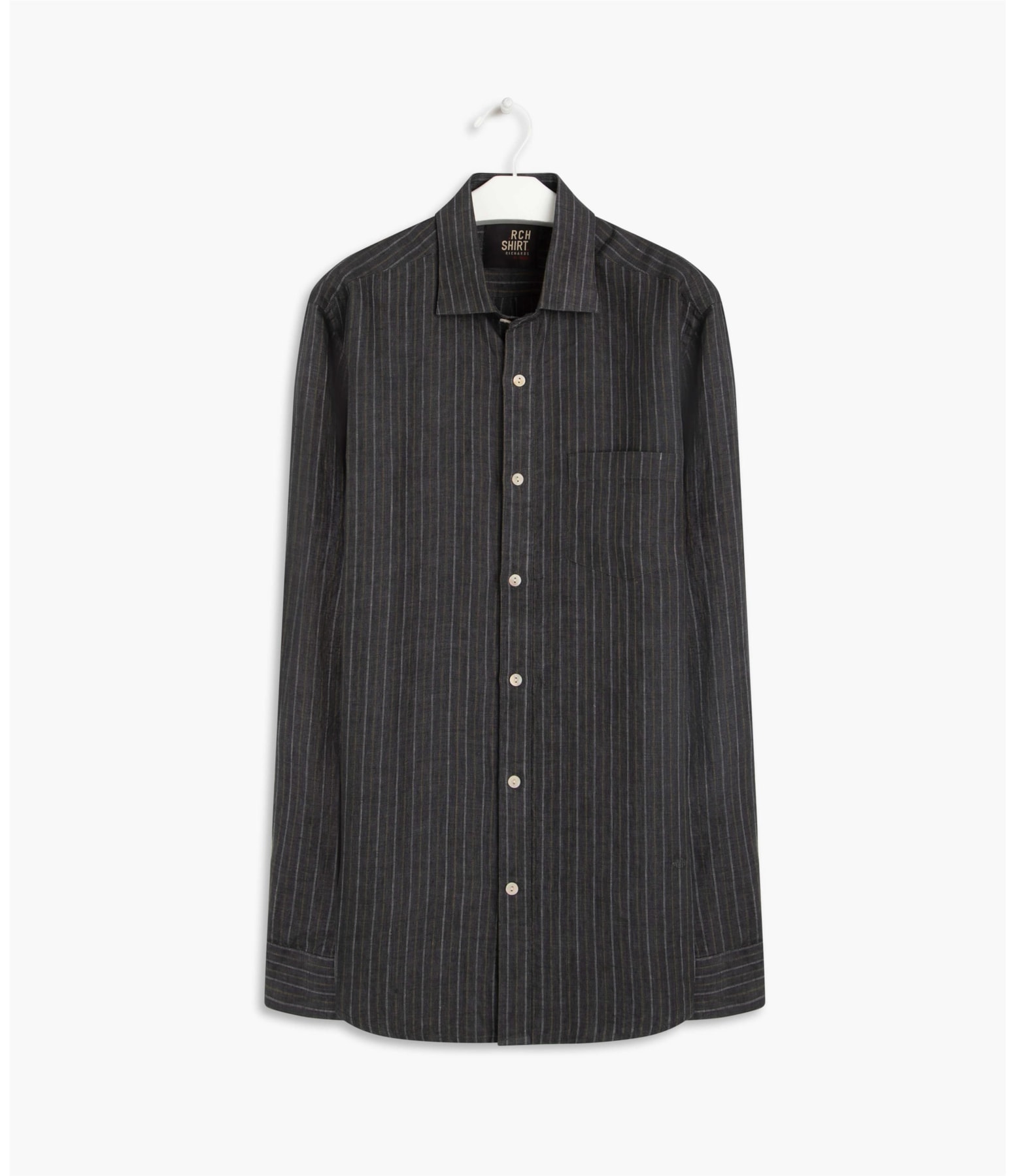 Camisa Linho  Mario Listrada Ml Cinza Claro