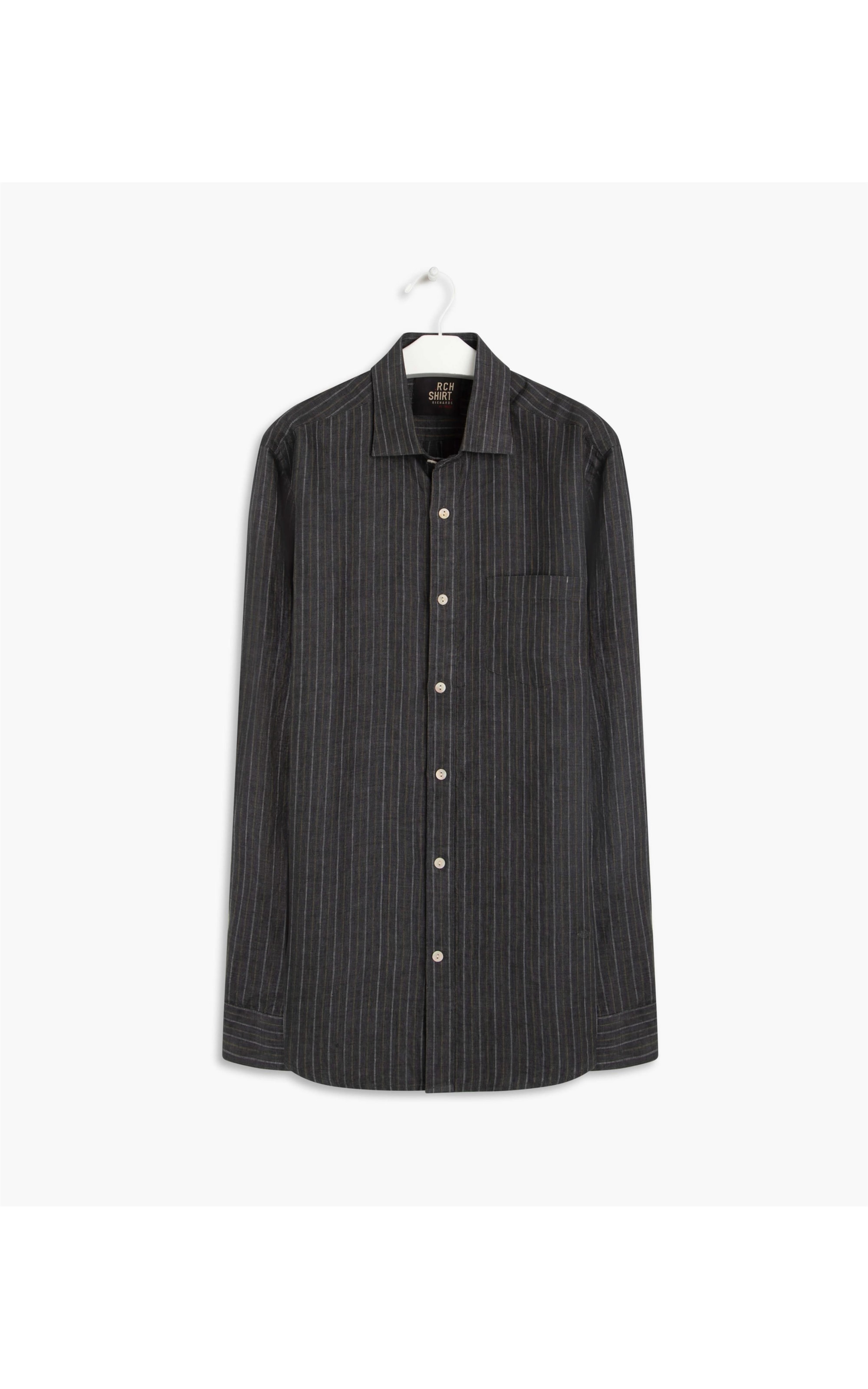 Camisa Linho  Mario Listrada Ml Cinza Claro