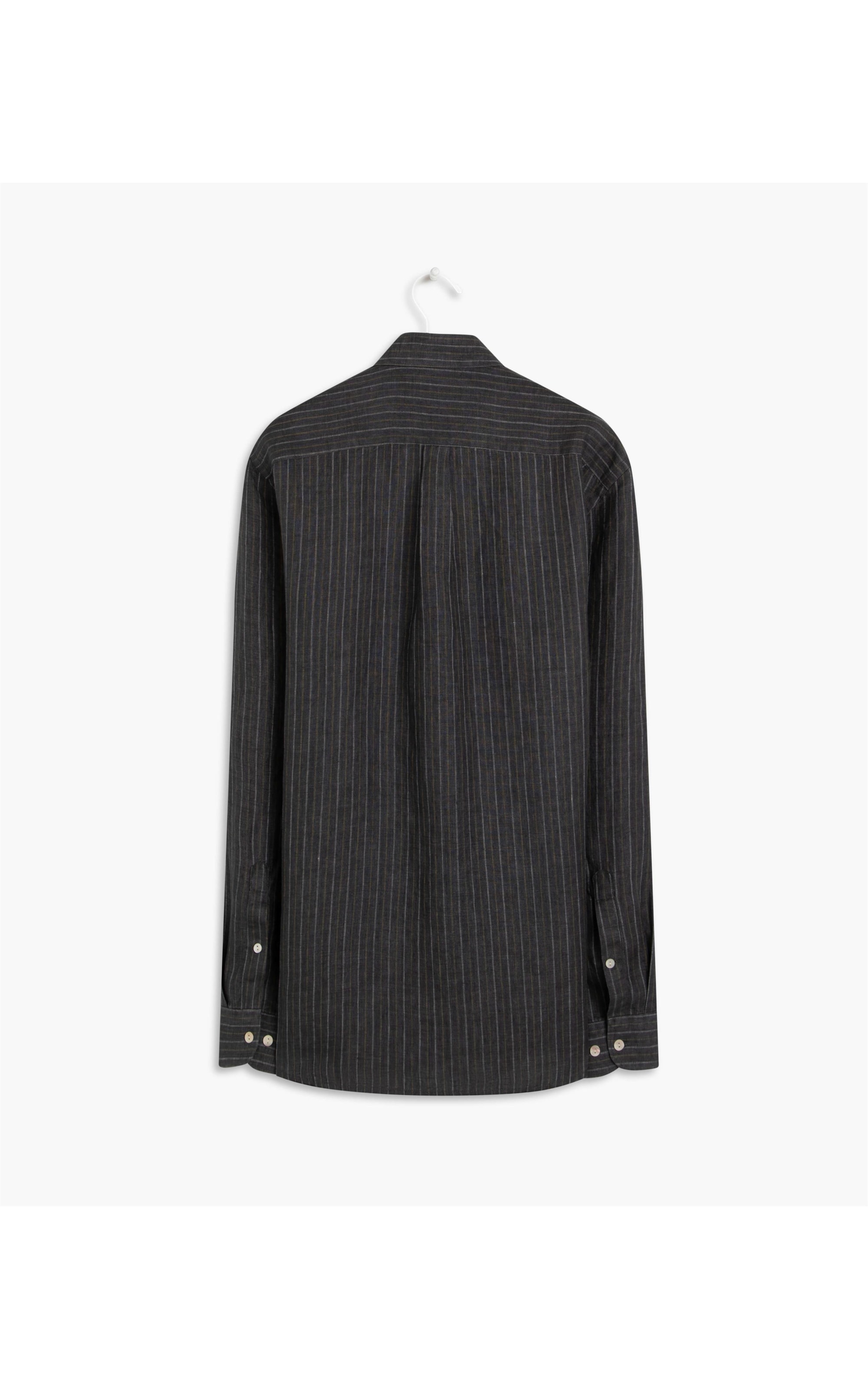Camisa Linho  Mario Listrada Ml Cinza Claro