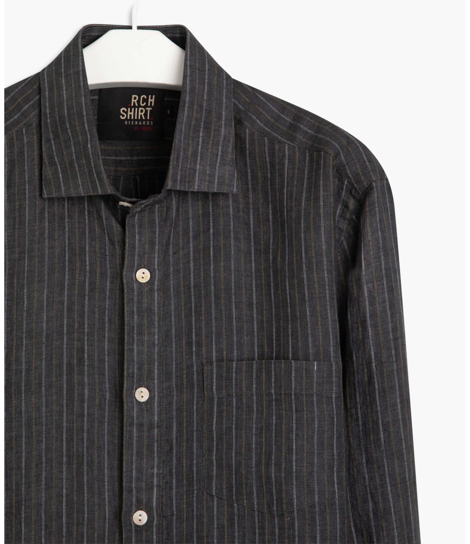 Camisa Linho  Mario Listrada Ml Cinza Claro