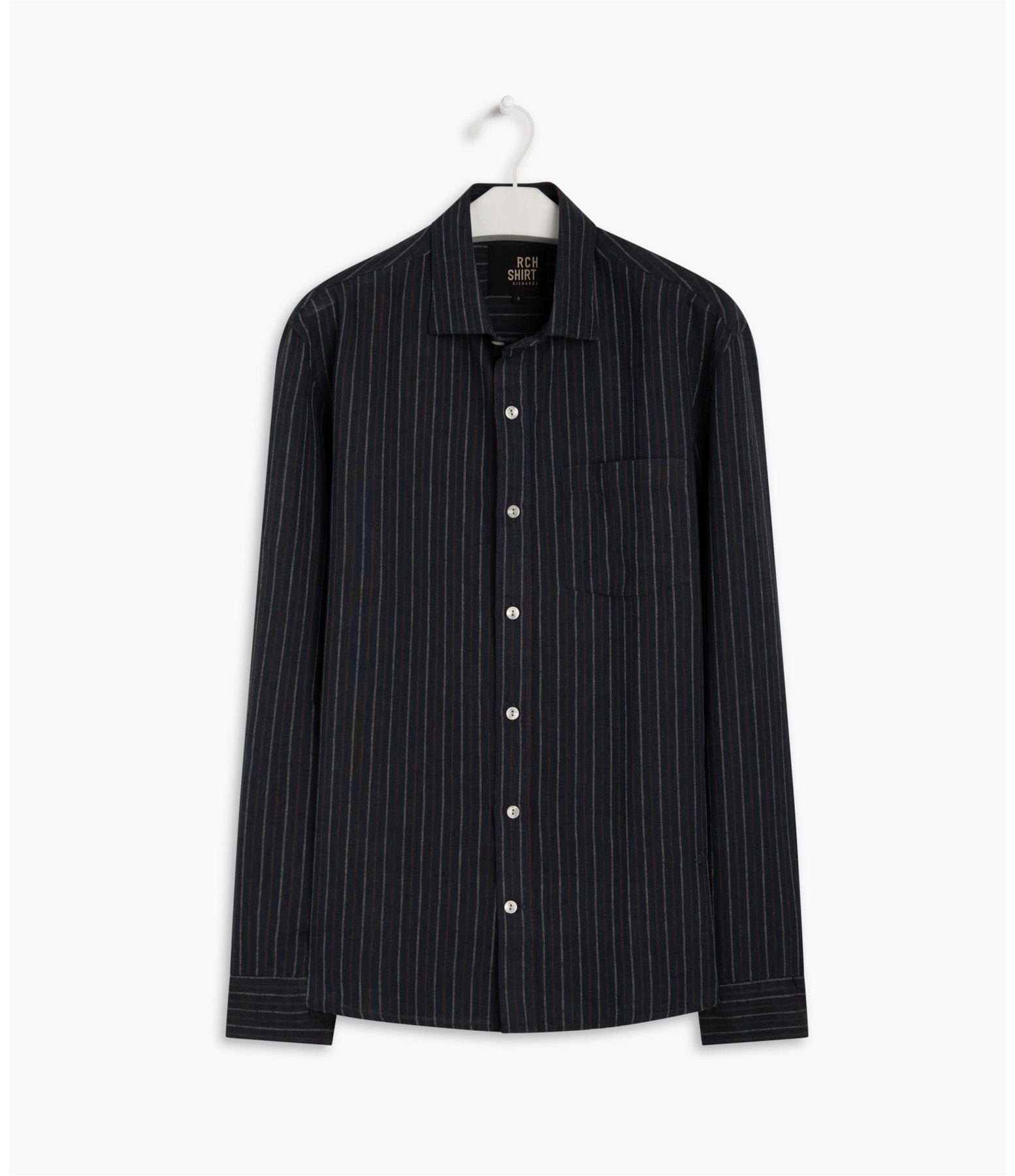 Camisa Linho  Mario Listrada Ml Dark Navy