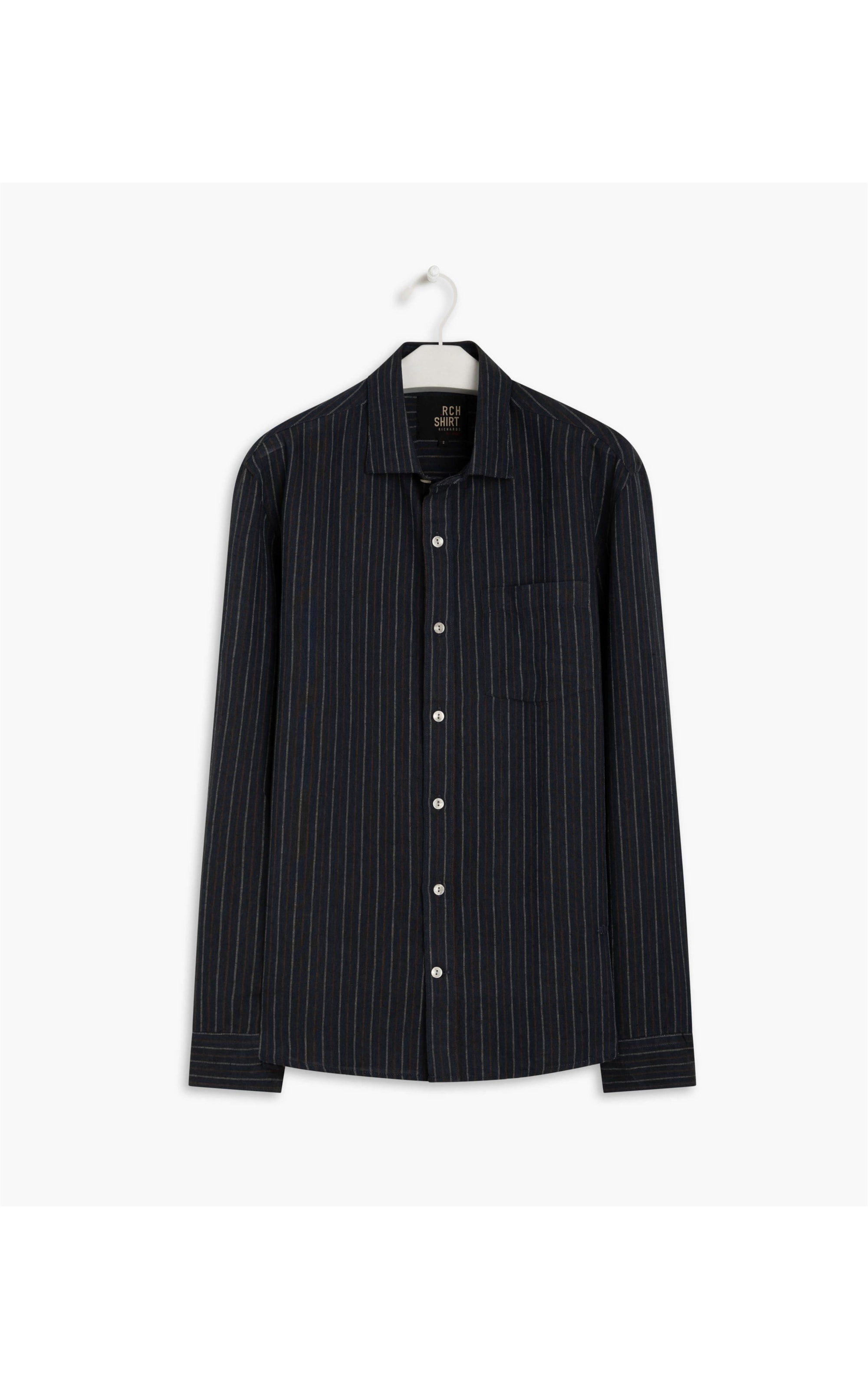 Camisa Linho  Mario Listrada Ml Dark Navy