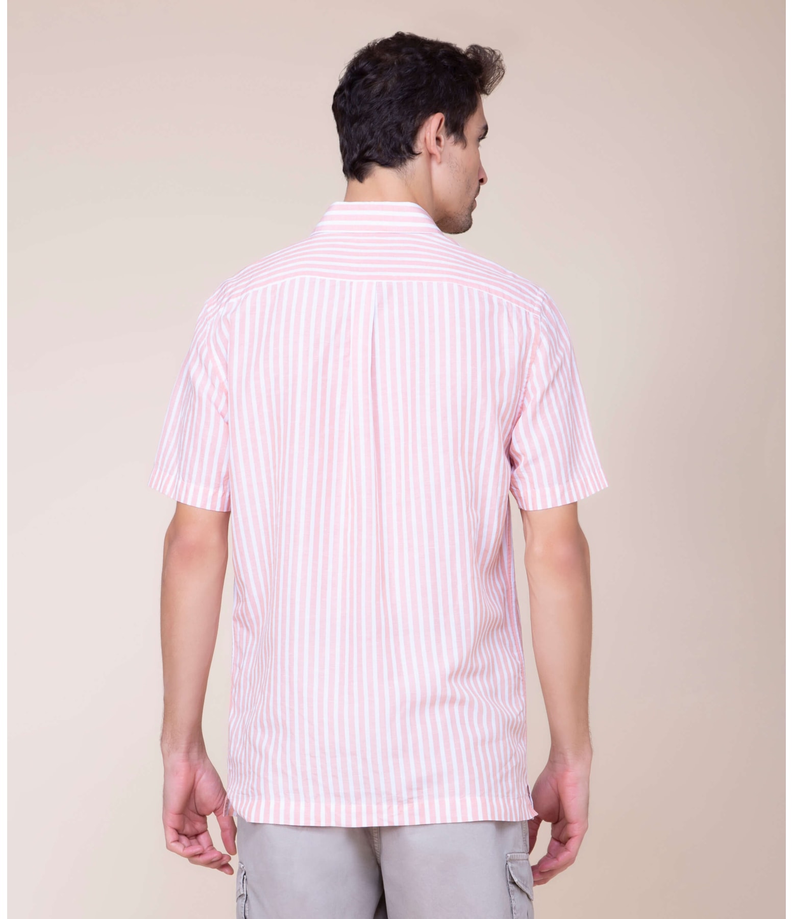 Camisa Linho  Mathias Listrada Mc Laranja