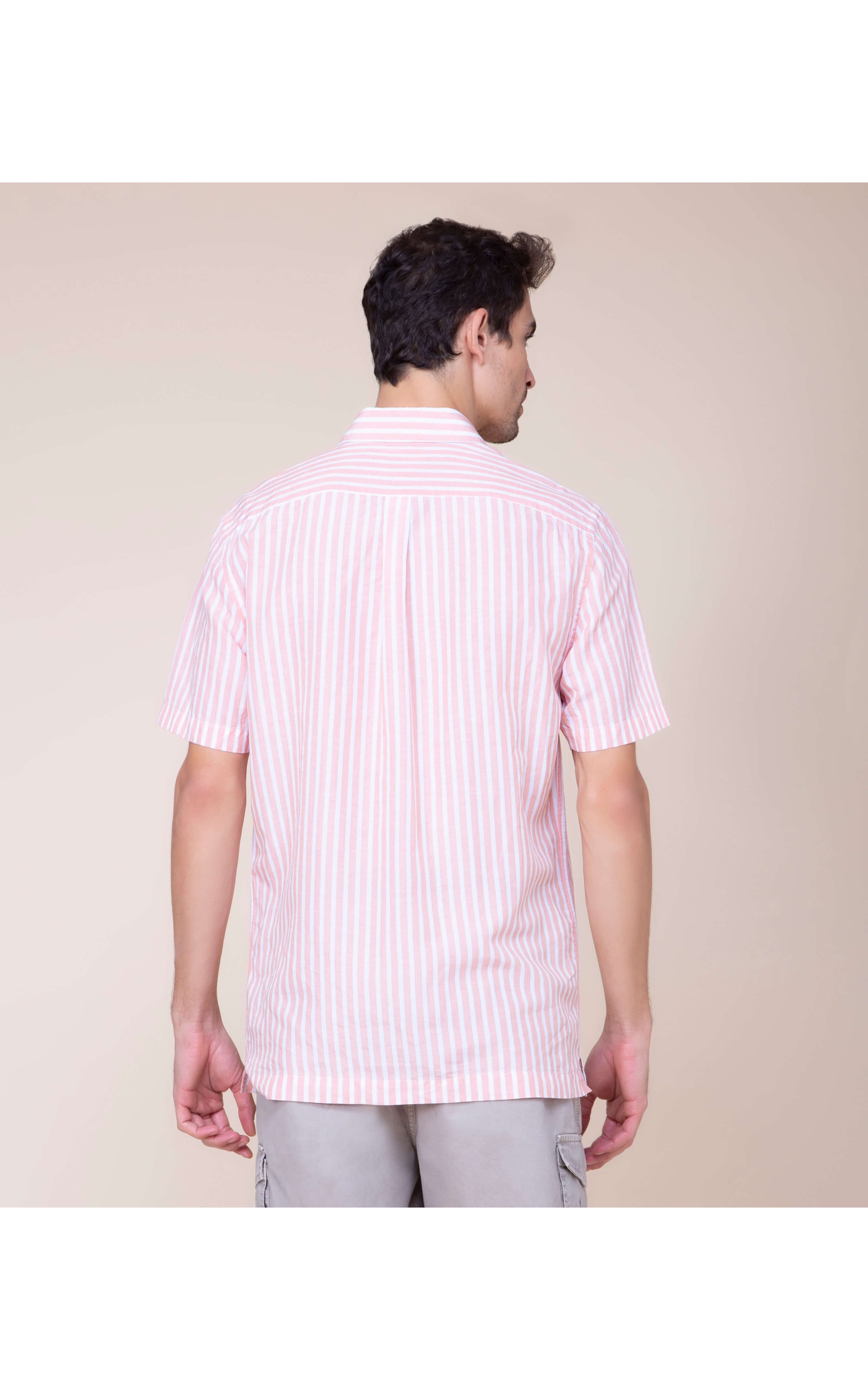 Camisa Linho  Mathias Listrada Mc Laranja