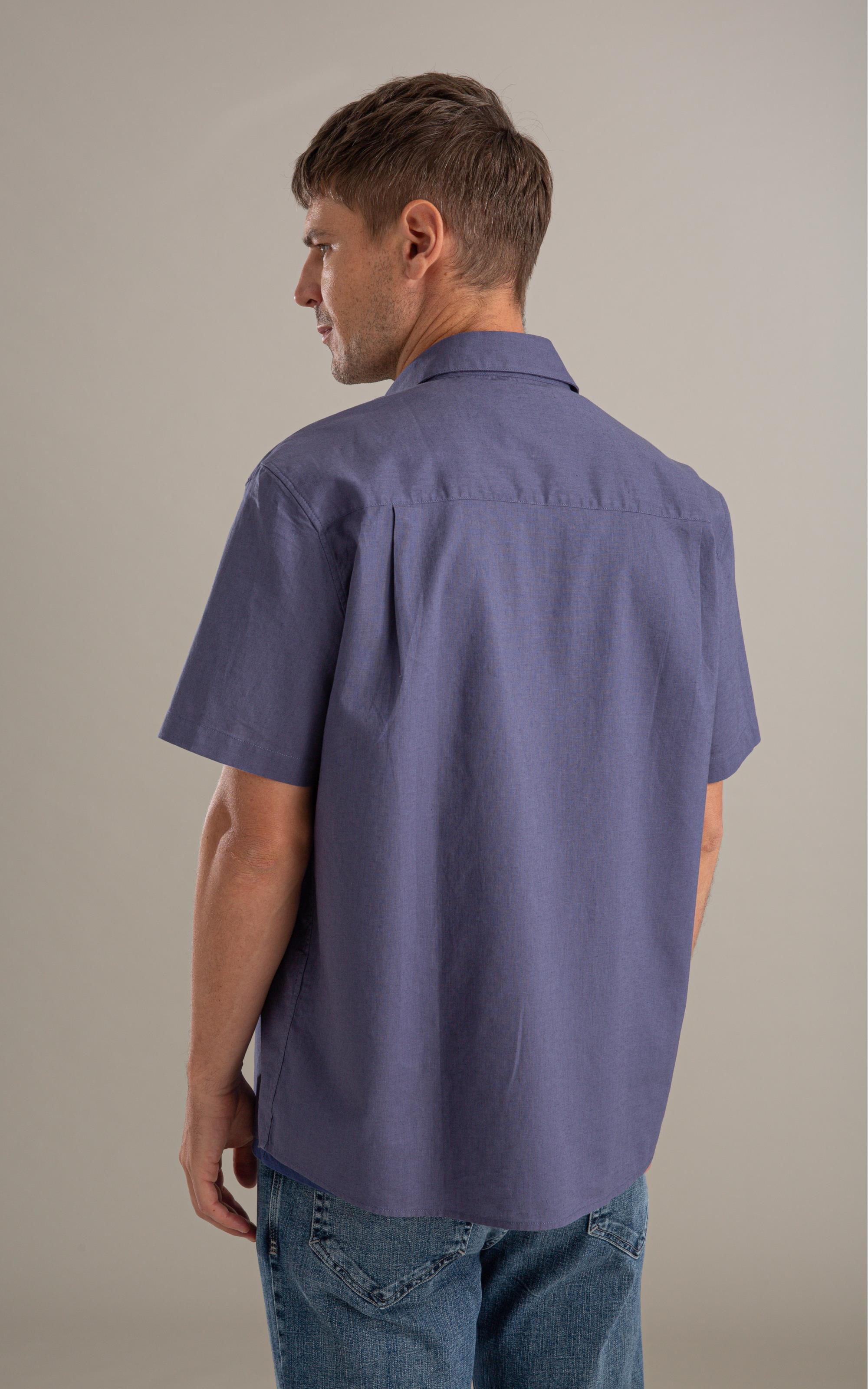 Camisa Linho Mc Azul Seco