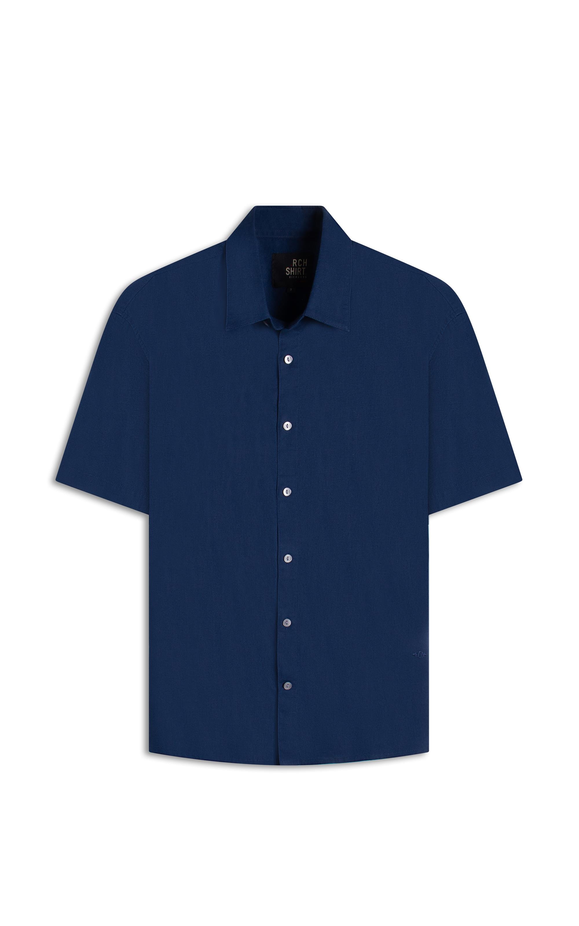 Camisa Linho Mc Azul Seco