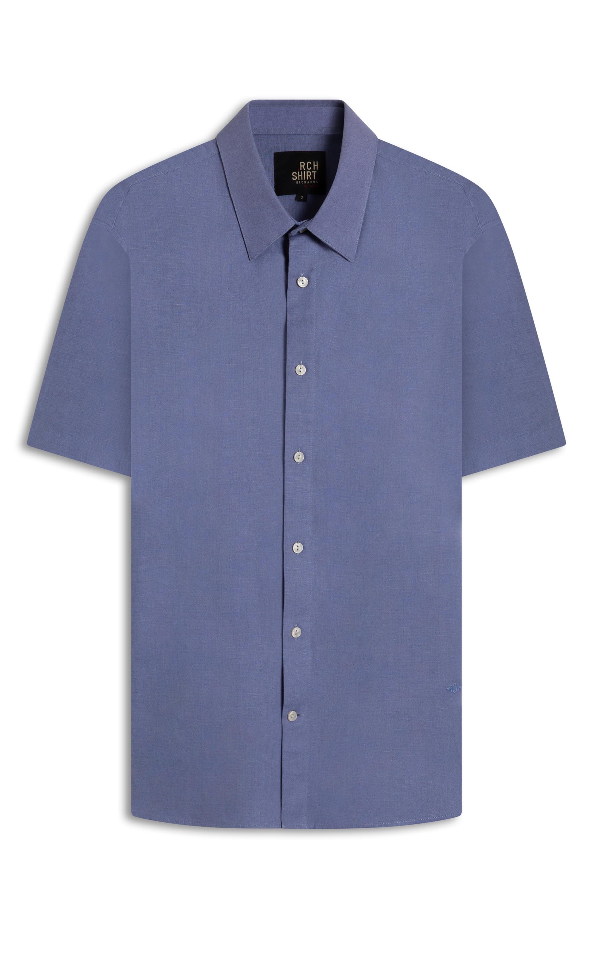 Camisa Linho Mc Azul Seco