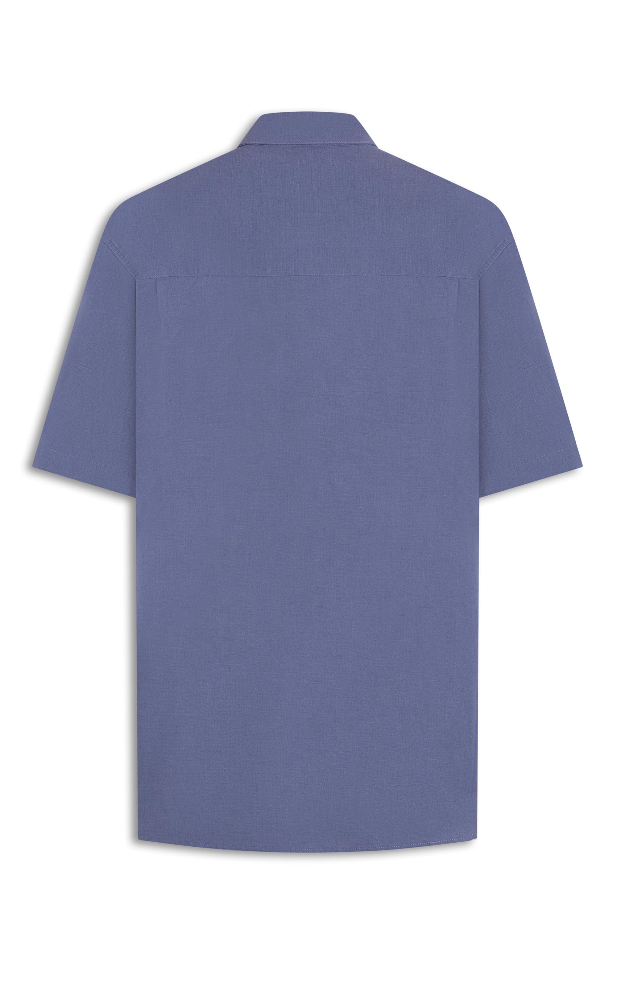 Camisa Linho Mc Azul Seco