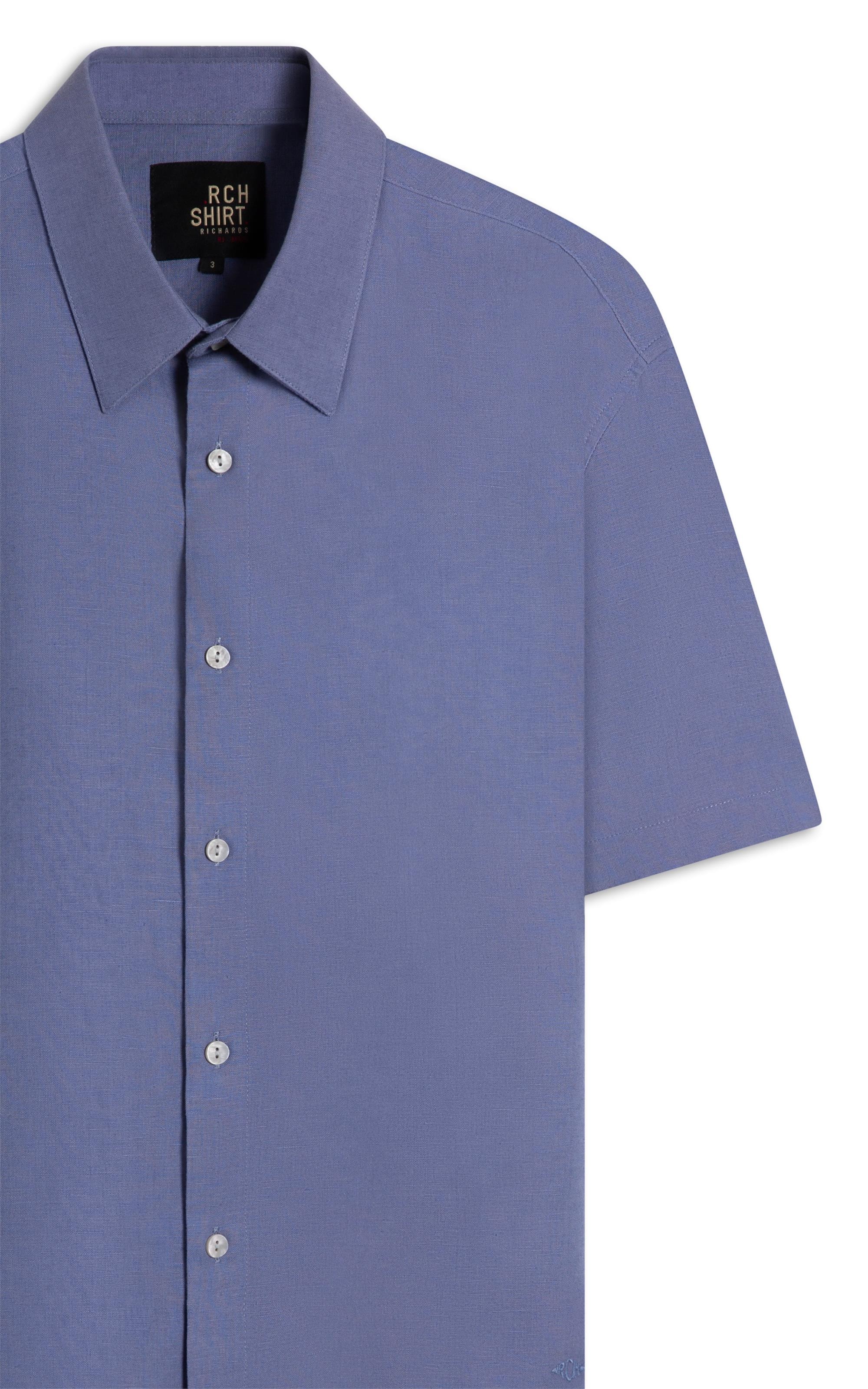 Camisa Linho Mc Azul Seco