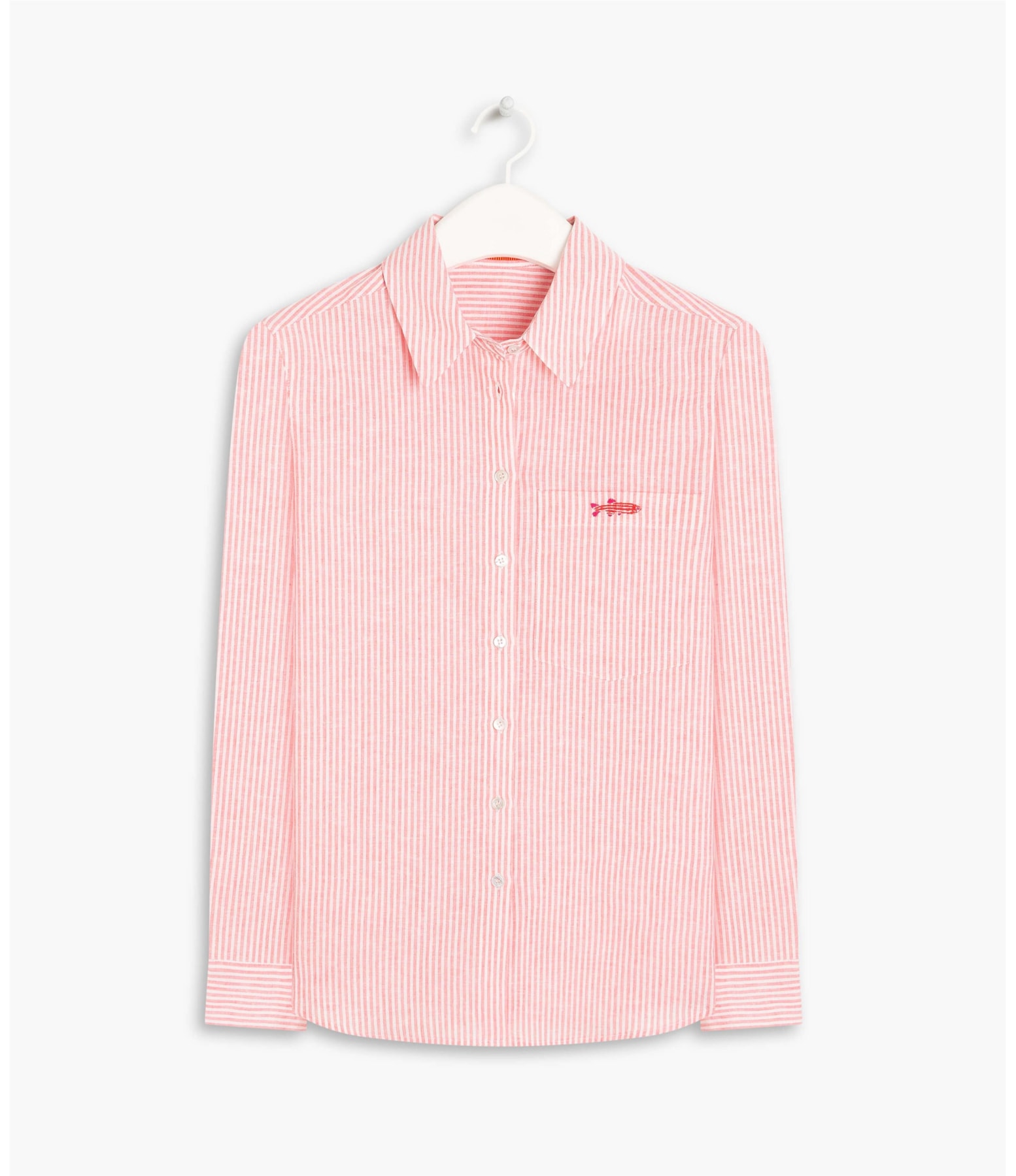 Camisa Linho  Miller Stripe Coral
