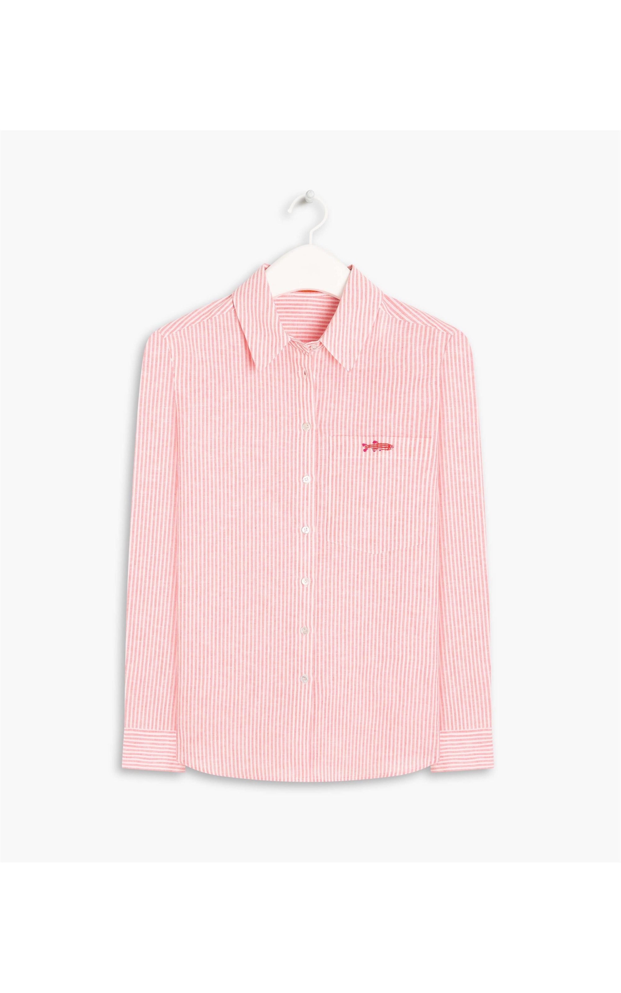 Camisa Linho  Miller Stripe Coral