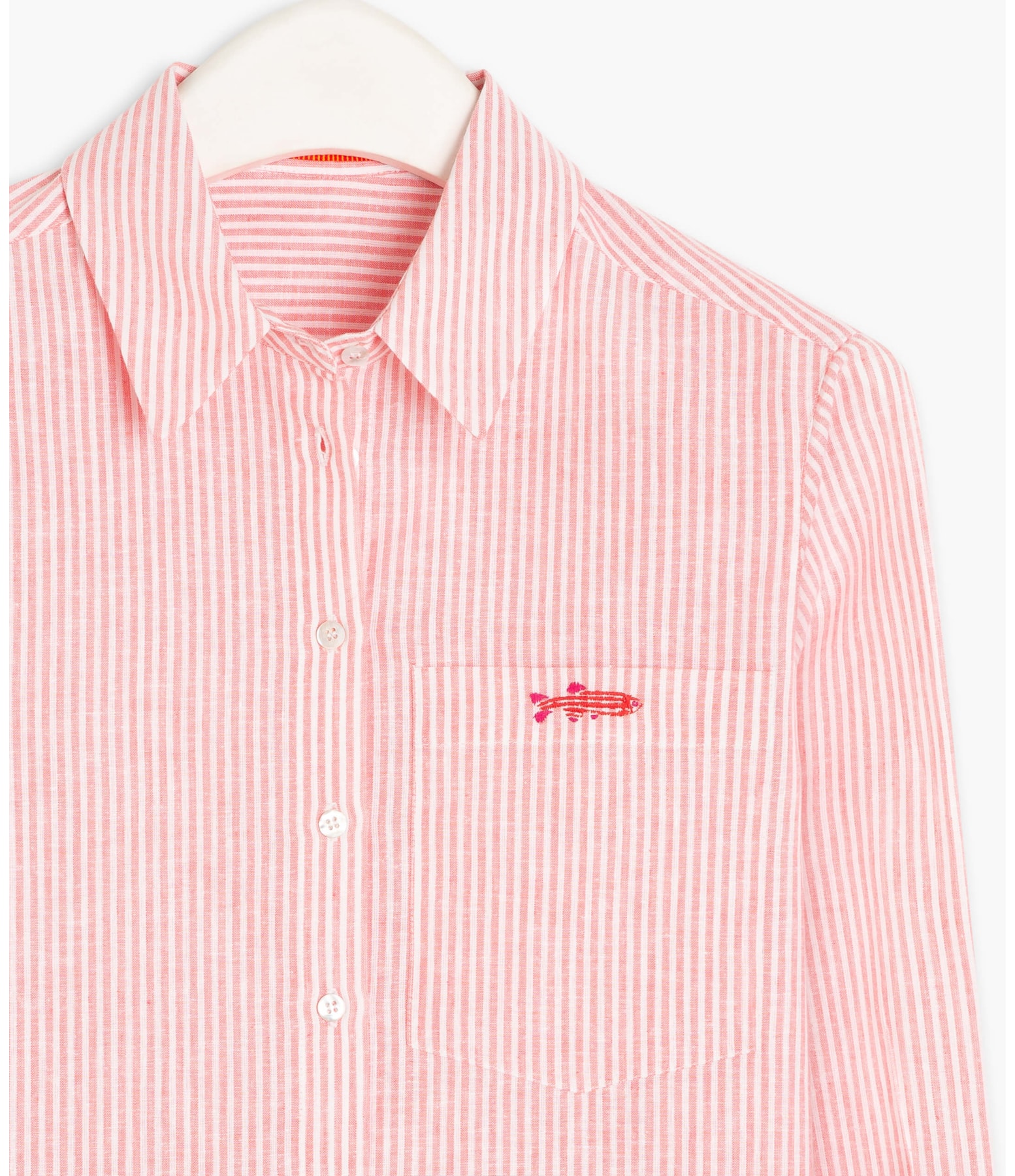 Camisa Linho  Miller Stripe Coral