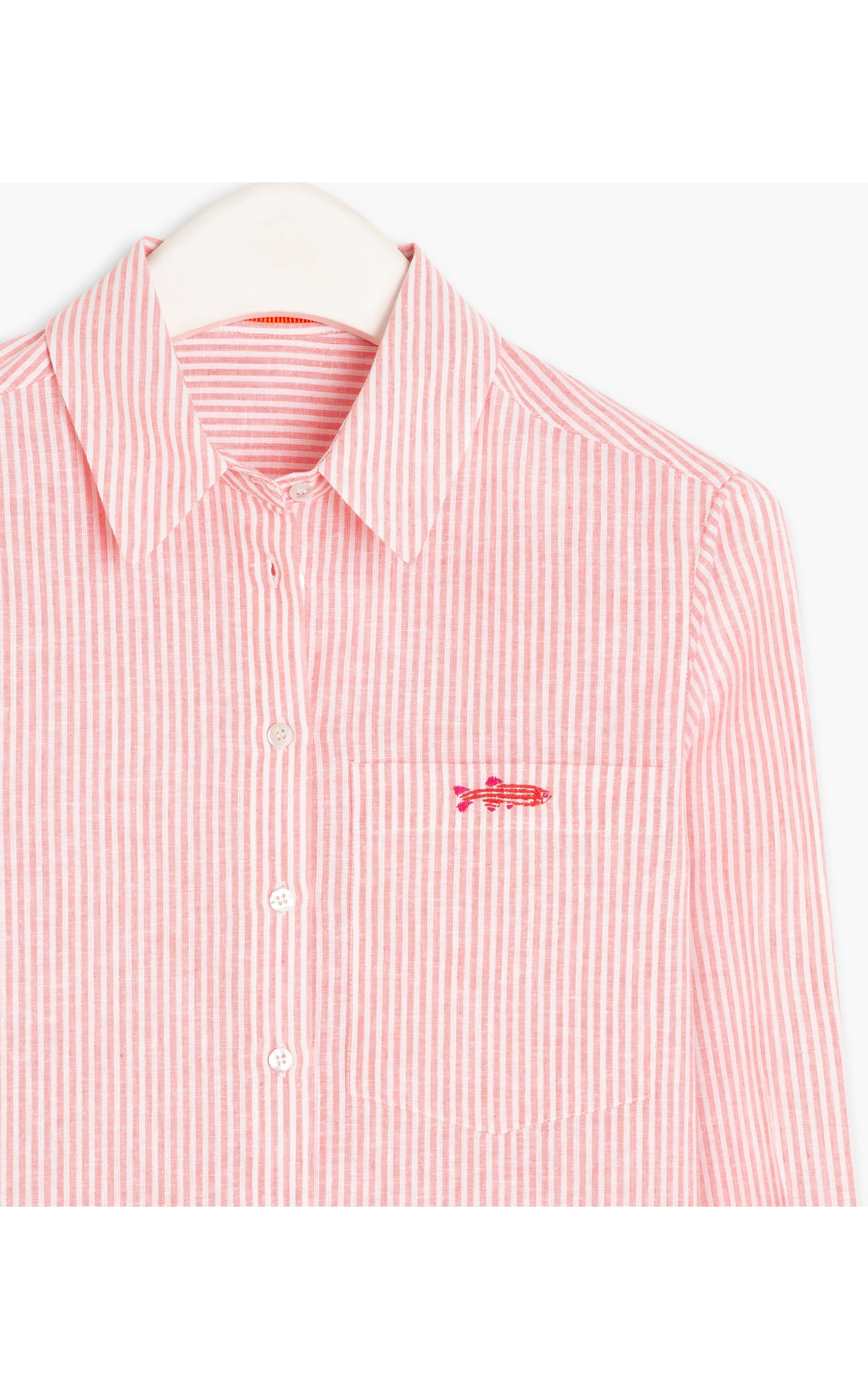 Camisa Linho  Miller Stripe Coral