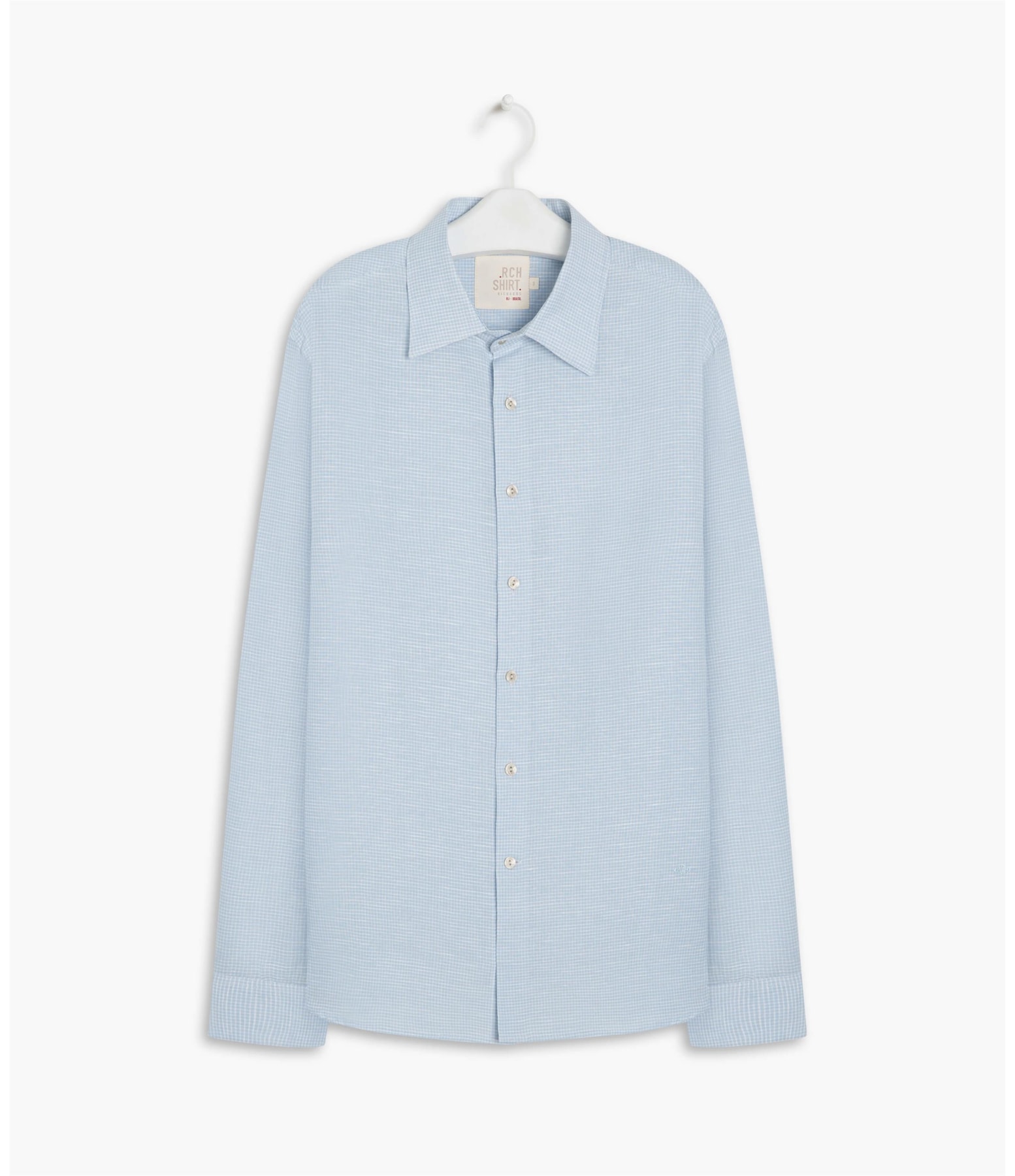 Camisa Linho  Mini Chess Azul Claro