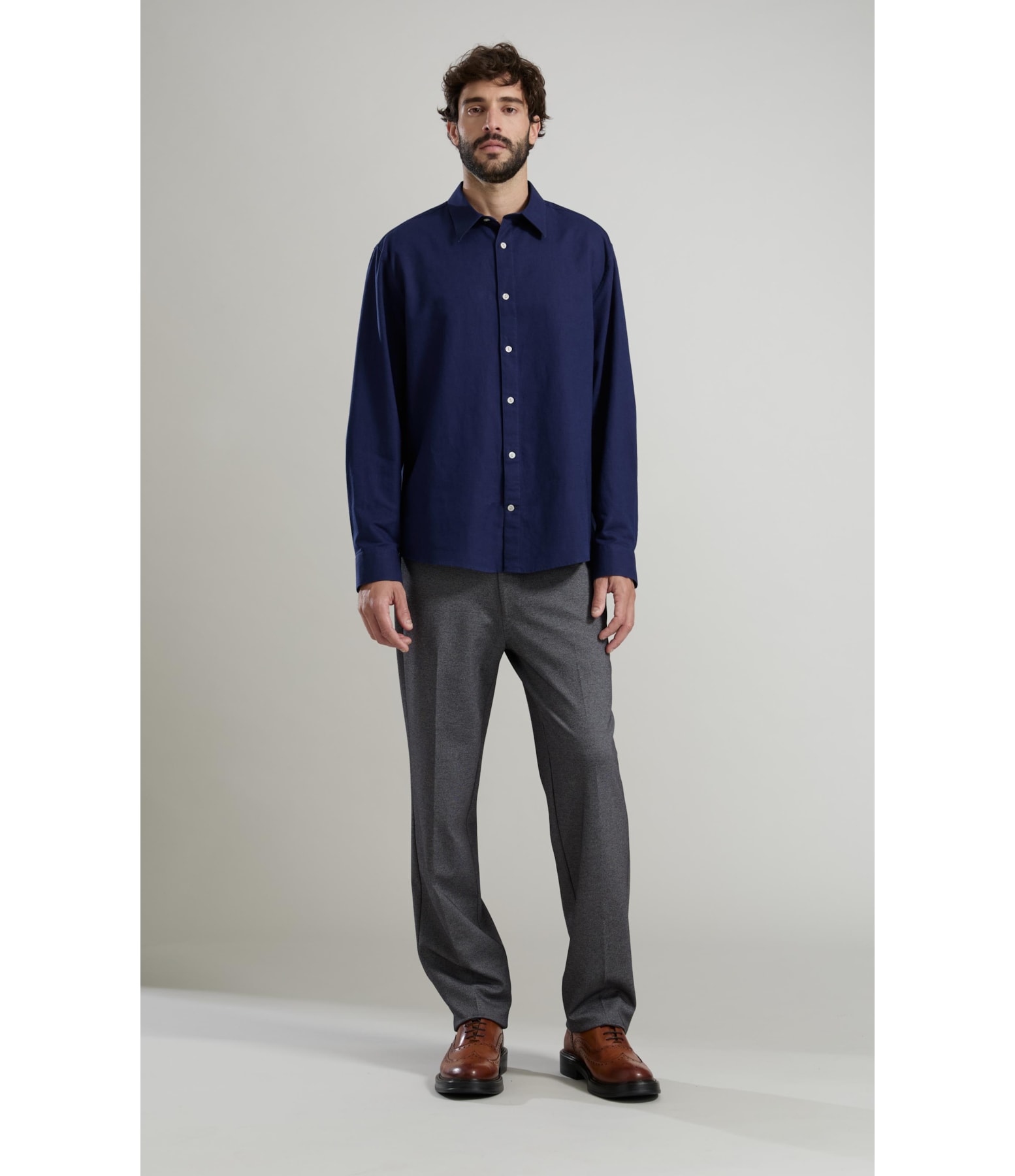 Camisa Linho Ml Purple Blue